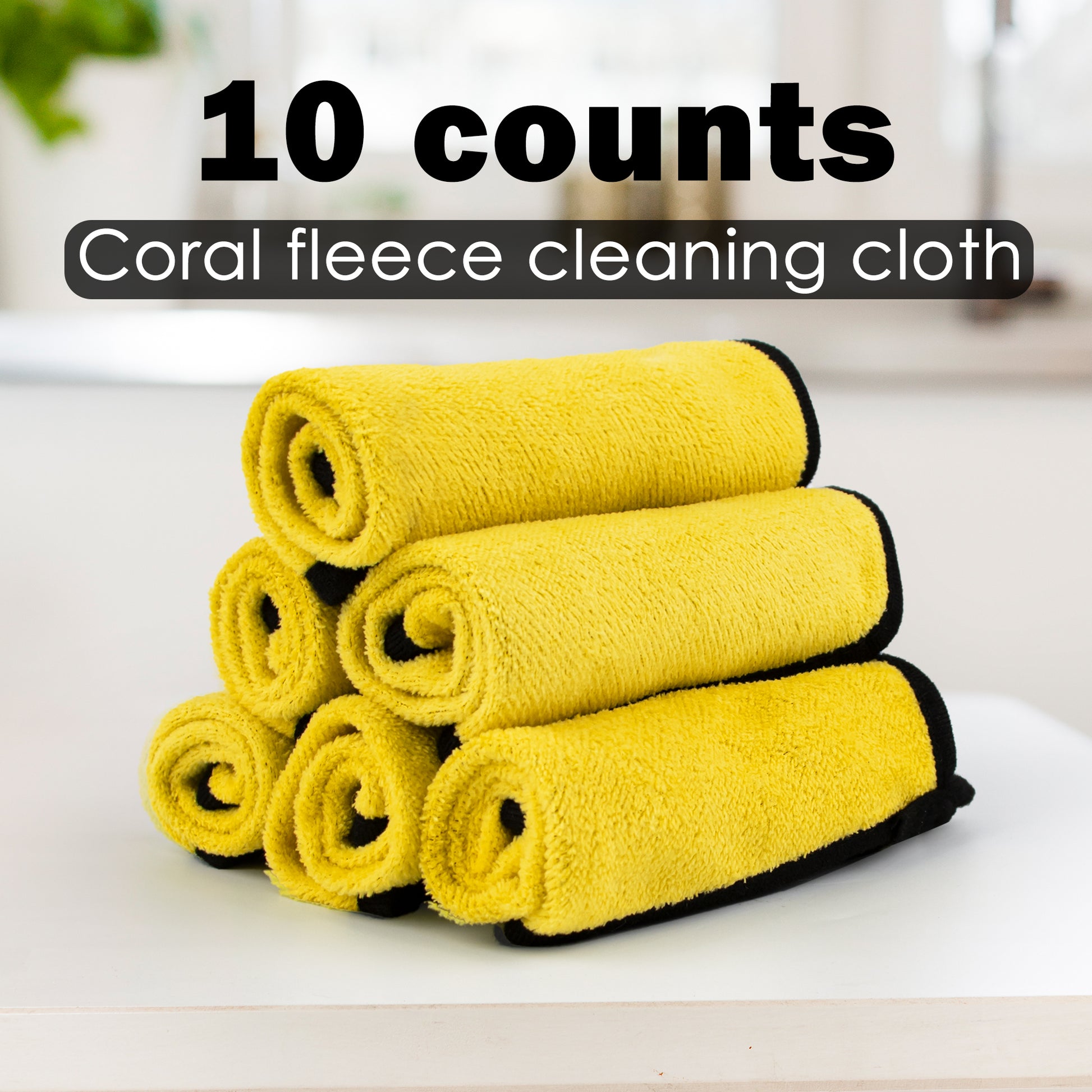 10 Counts Ultrasoft Cleaning Towels, Dual-Sided Thicked Microfiber Cleaning Towel for Cars, Scratch-free and Quick Drying Cleaning Cloth, Grey-Random Color