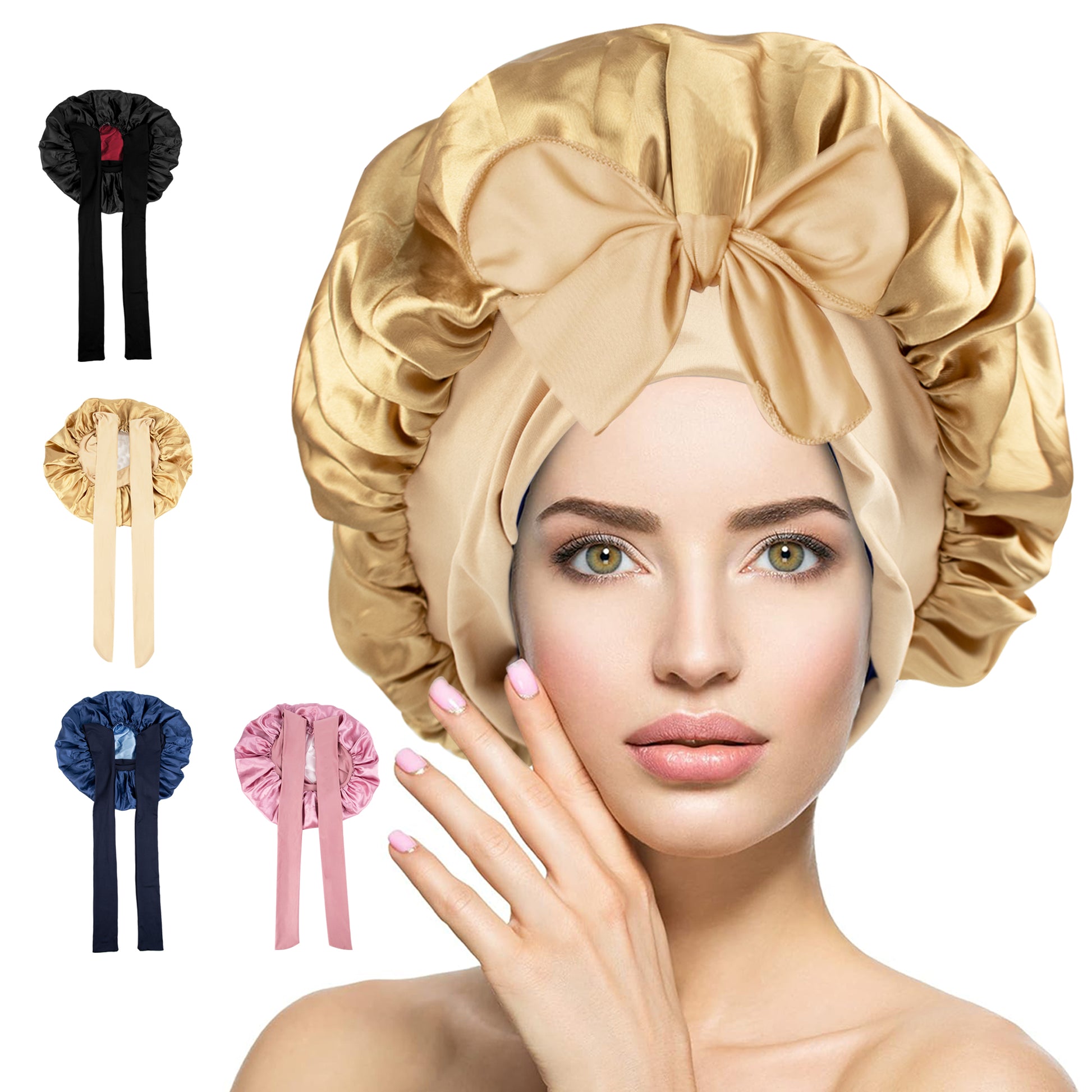 1 Count Satin Bonnet Silk Bonnet for Women ，Satin Lined Cap, Skincare And Housework