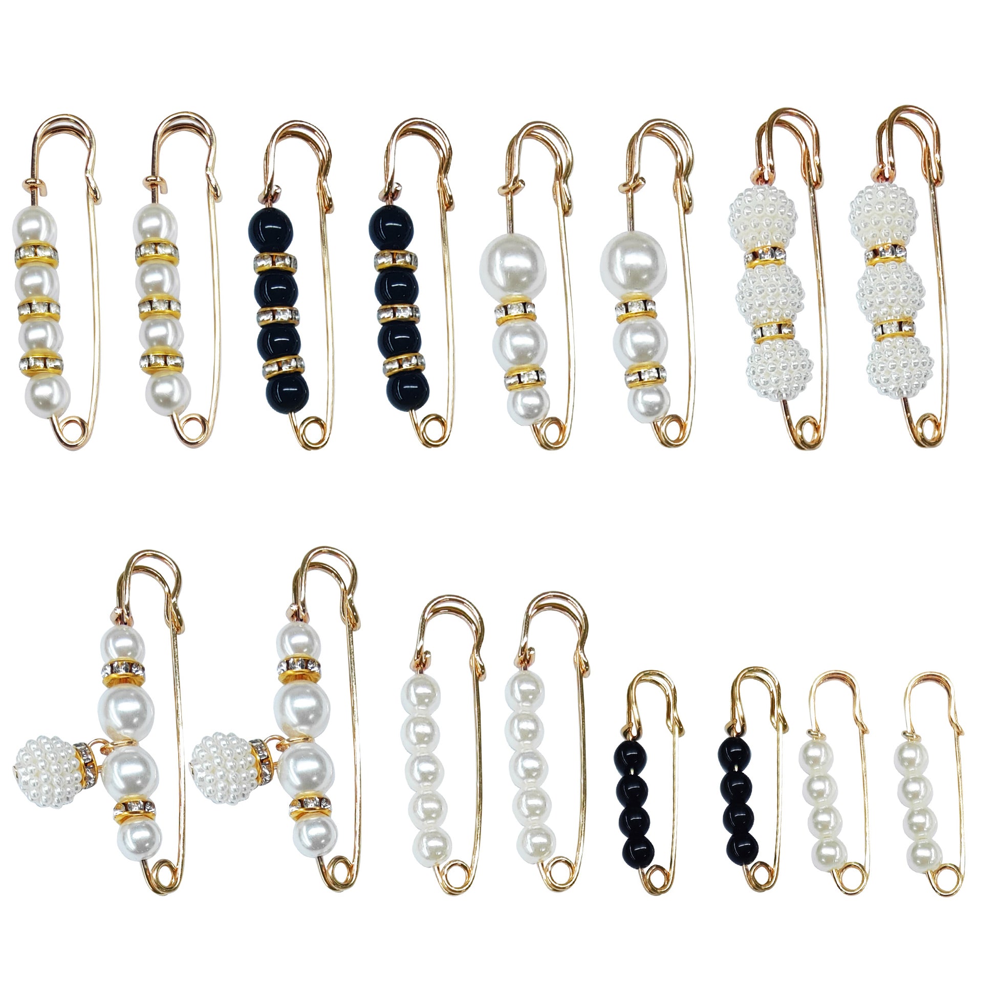 16 Counts Pearl Brooch ,Secure Pin Closure,Waist Tightening Function, Elegant Pearl Embellishment ,Clothing Decoration & Adjustment,Random Style