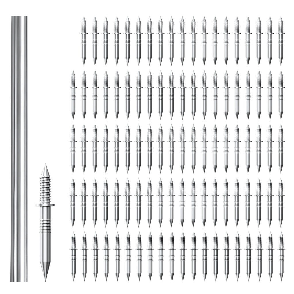 100 Counts Double-Headed Skirting Thread Seamless Nail Non Marking, silver tone matches most baseboards