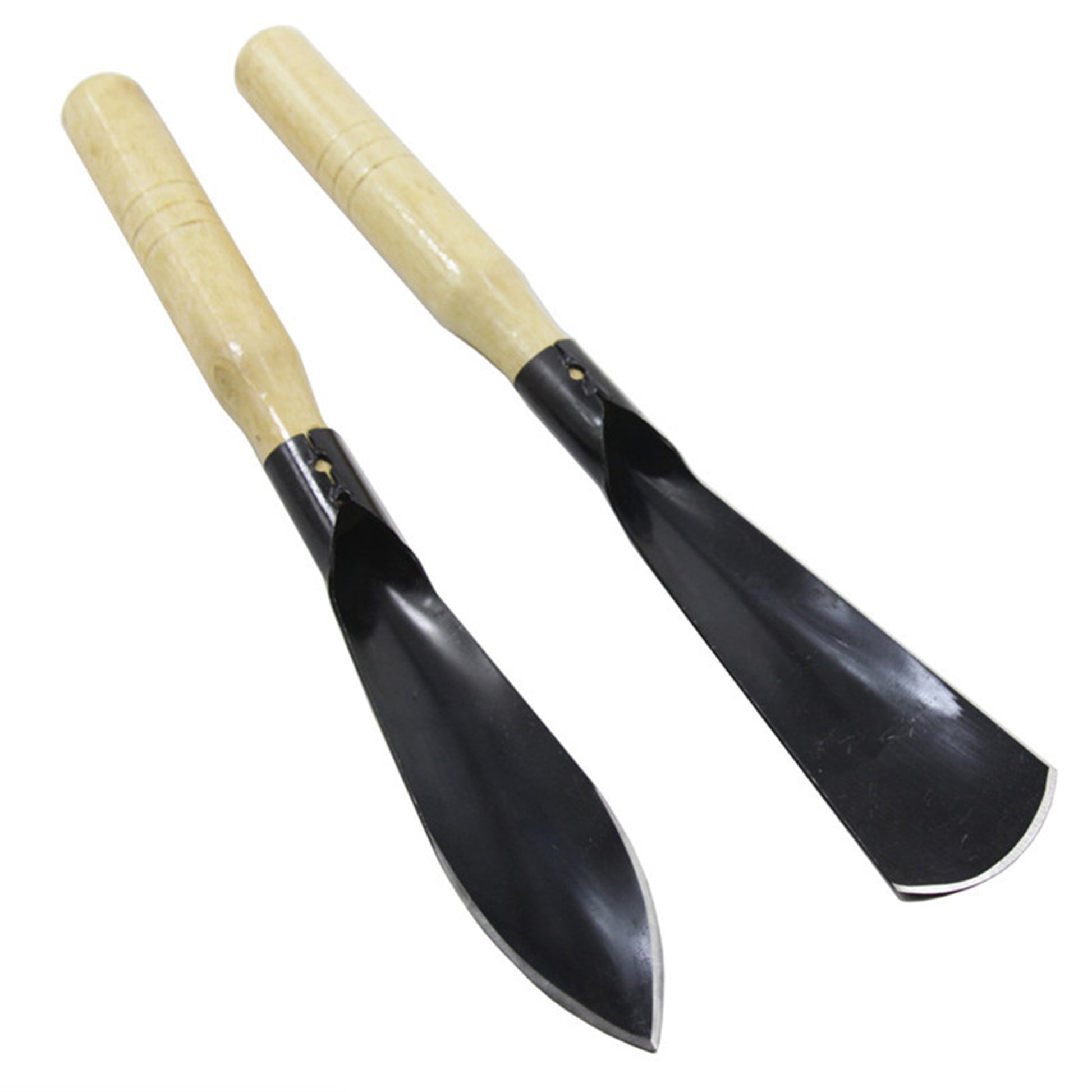 2 Counts Garden Shovel, Garden Pointed with Pointed Tip and Flat Tip, Wooden Handle for Reducing Hand Fatigue, Used for Digging Weeding