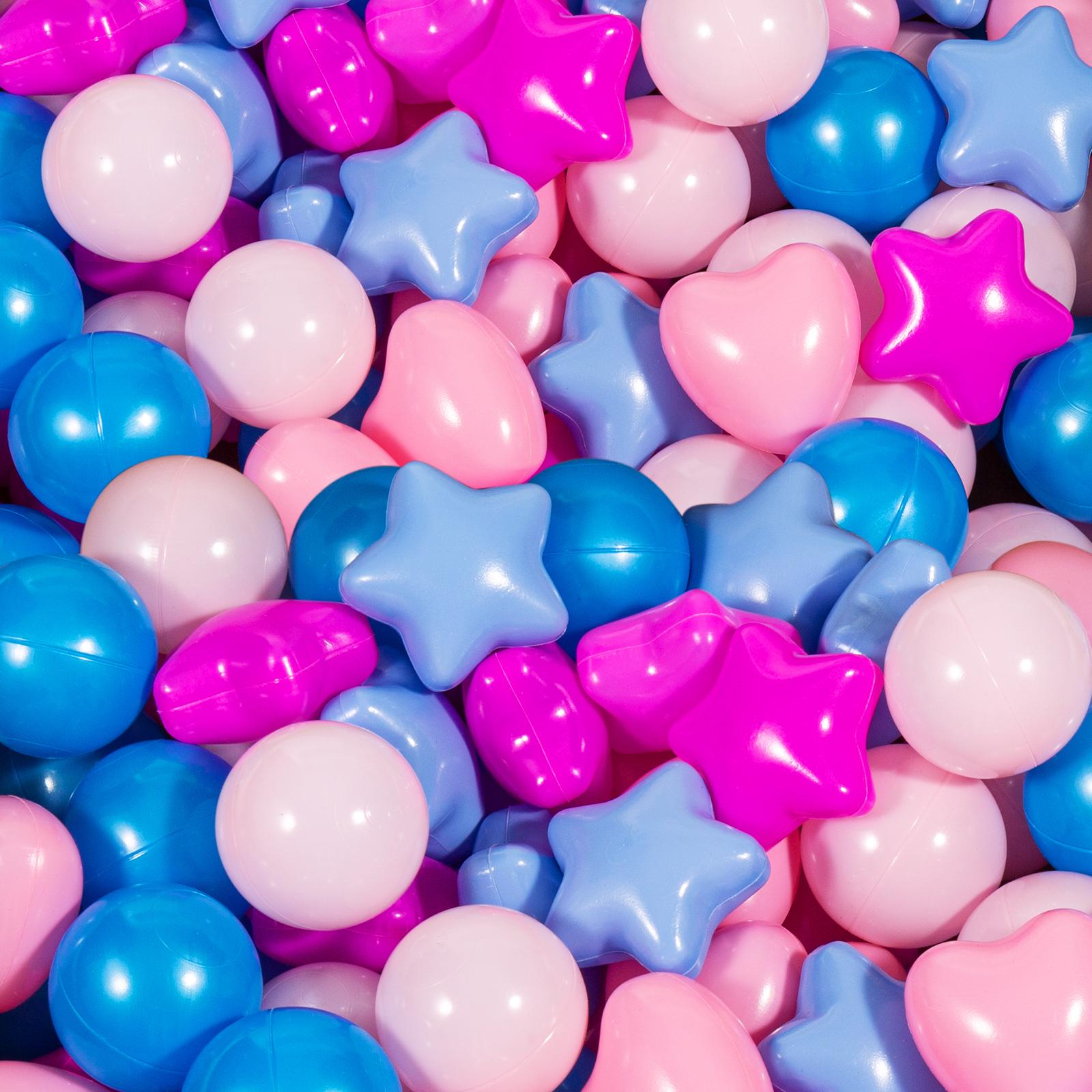 100 Counts  5 Colors Star Heart Circle Ball Pit Balls for Girls Boys Fun Playtime