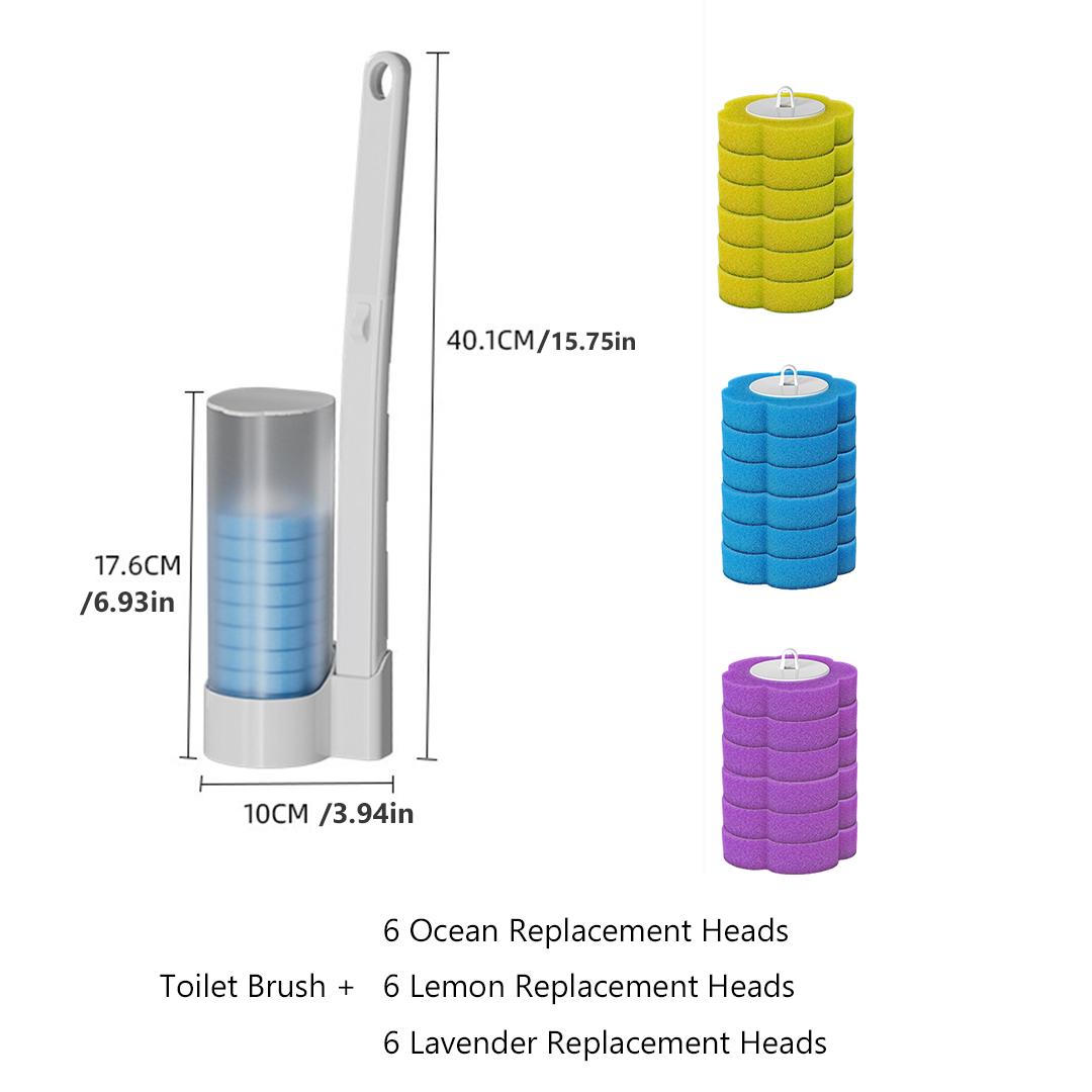 Disposable Toilet Brush，Toilet Bowl Wand Holder Set with 18PCS Cleaner Refills, Bathroom Cleaning System for Sink Bathtub Drain Wash Basin Urinalfor Deep Cleaning and Hygienic Bathroom Maintenance