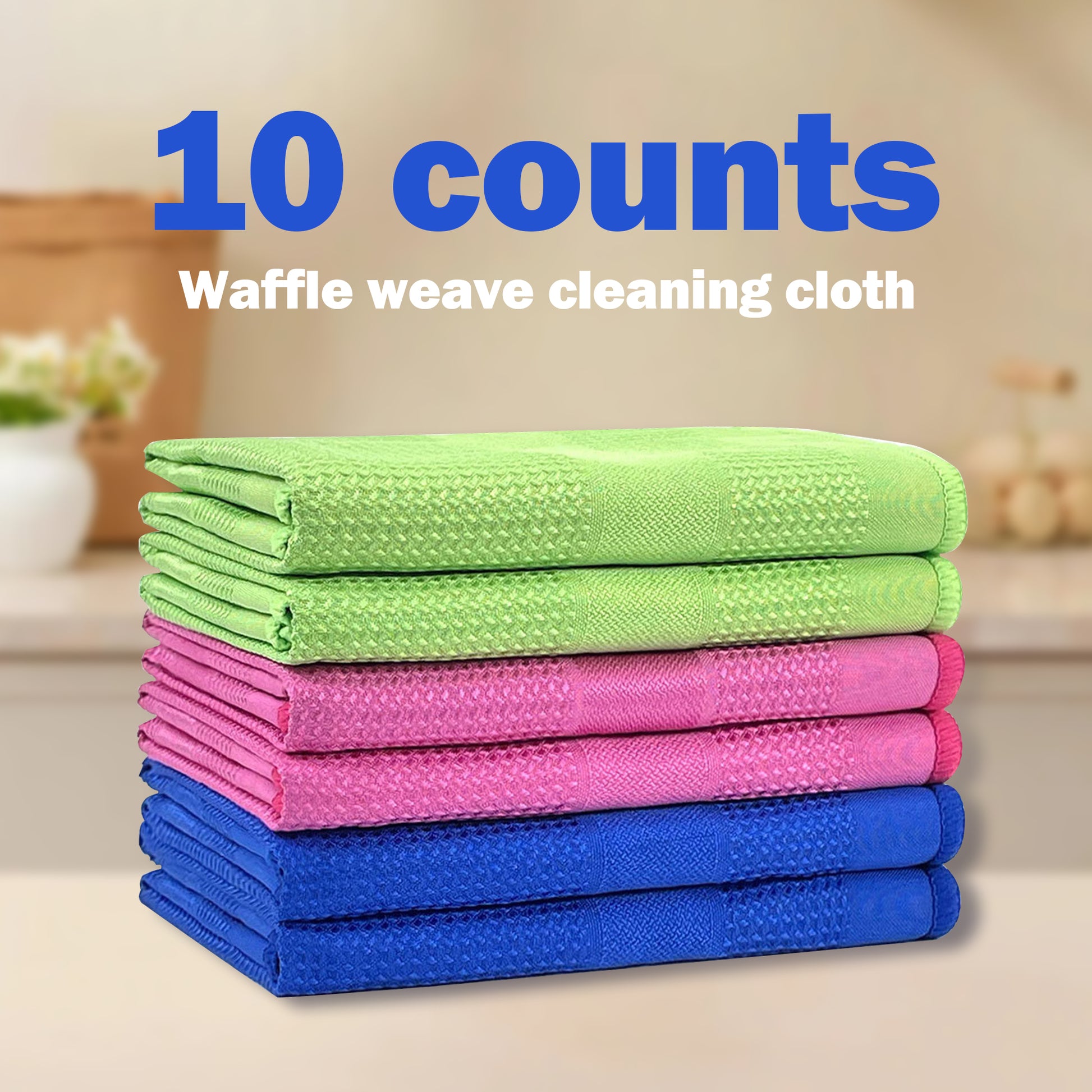 10 Counts Kitchen Tea Towels with Pure Cotton, Absorbent Quick Drying , Ultra Soft Cleaning Towel , Random Color , Dishwashing Cloth Set