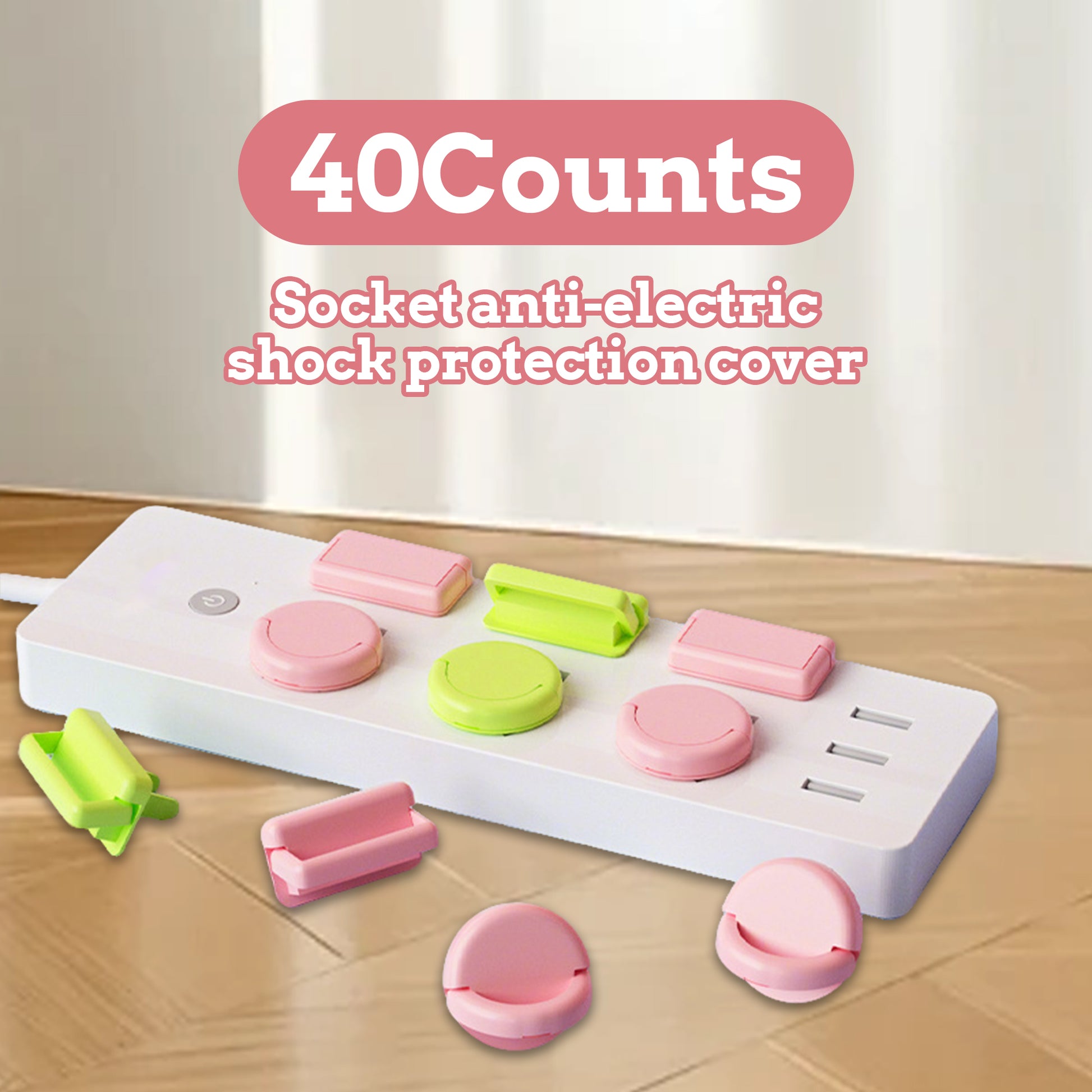 40 Counts Outlet Covers Child Safety, Assorted Random Colors Plug Protectors, Shock Prevention Socket Covers with Easy-Grip Handle
