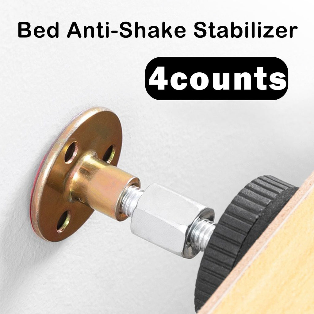 4 Counts Adjustable Threaded Headboard Stoppers Fixer, easy install, minutes to set，black