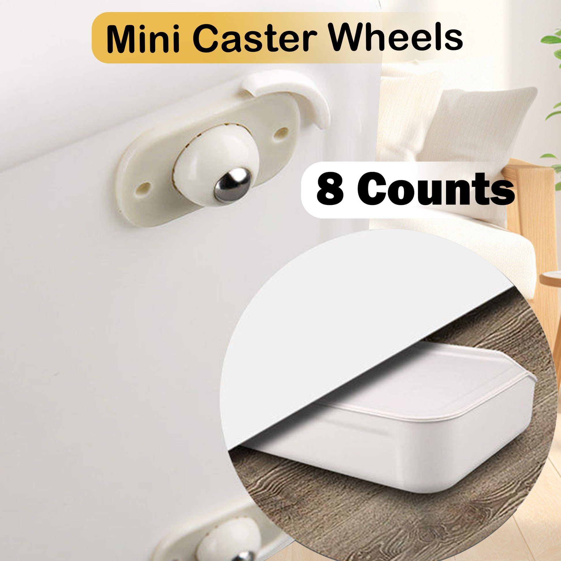 8 Counts Self Adhesive Caster Wheels, fits storage racks for flexible position adjustment, mini universal wheel