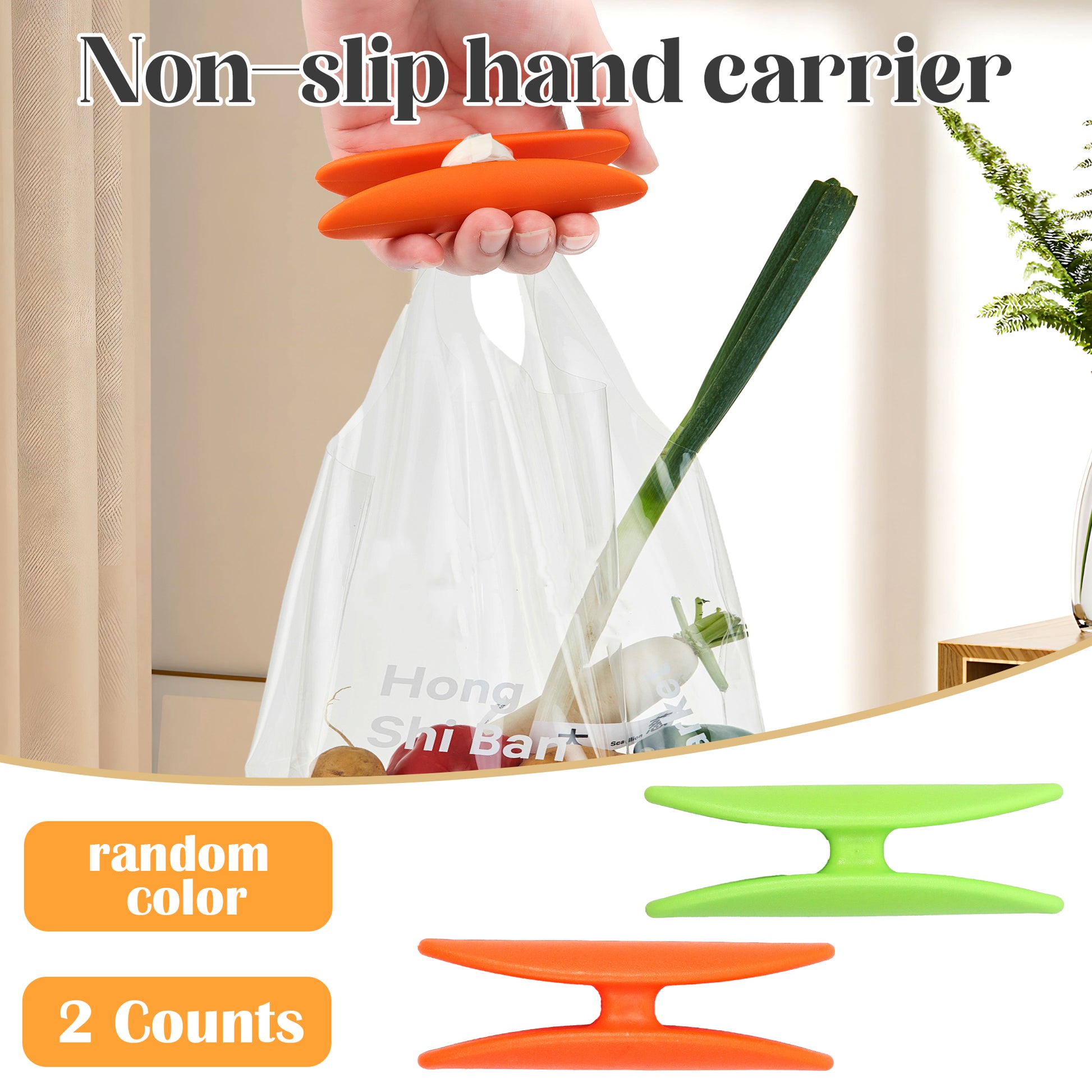 2 Counts Non-Slip Grocery Bag Hand Holder - Ergonomic Heavy Duty Carrier for Shopping Bags, Groceries & Luggage, Relieve Hand Stress