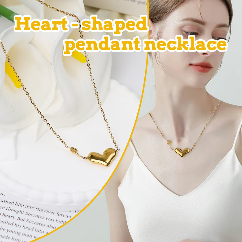 1 Count Gold - Plated Stainless Steel Heart Necklace with Delicate Chain, enhances the beauty of evening gowns or little black dresses