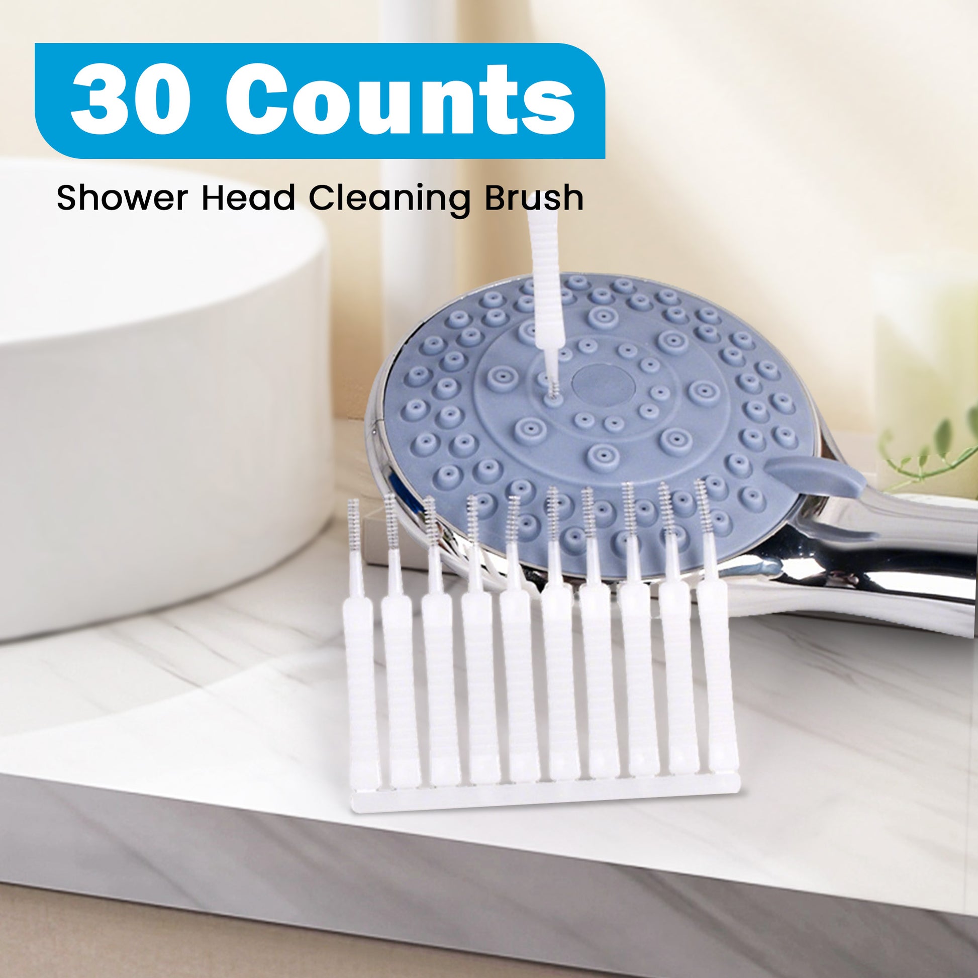 30 Counts Shower Head Cleaning Brush, Shower Head Cleaner Picks, Gap Hole Anti-Clogging Shower Head Cleaning Brush Mini Cleaner Picks for Small Hole