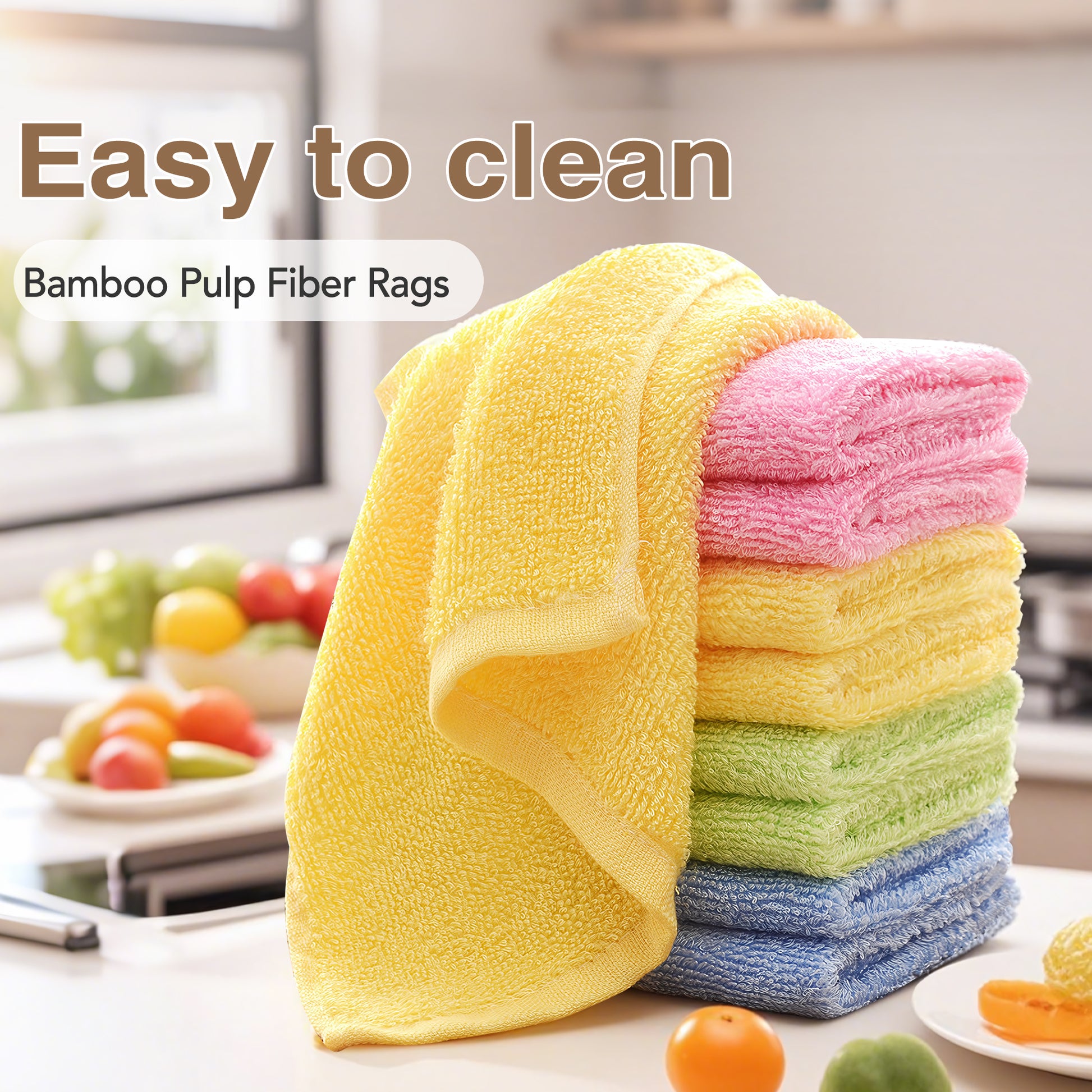10 Counts Bamboo Fiber Cleaning Towels, Reusable and Eco-Friendly Dish Cloths for Countertops Stove and Surfaces