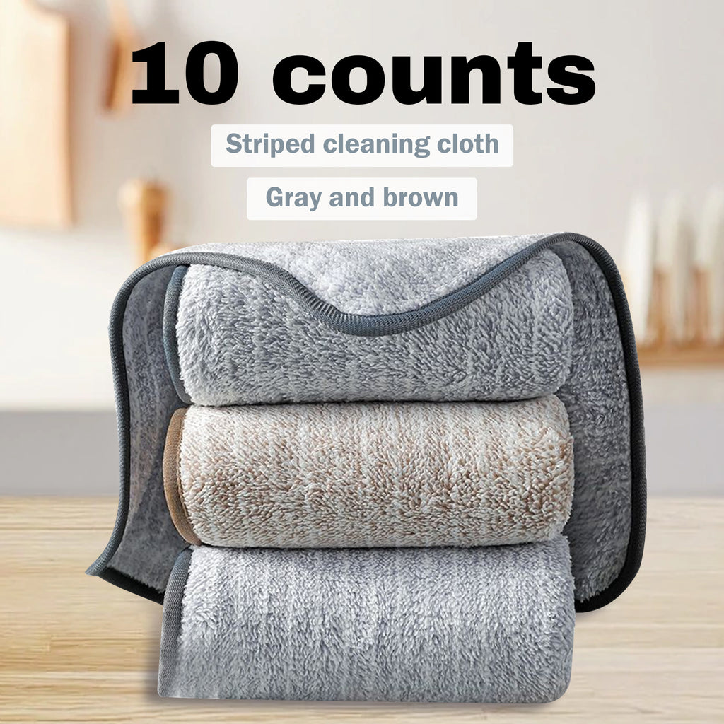 10 Counts Kitchen Dishcloths, Oil-Resistant & Heat Insulation Cleaning Cloths with Striped
