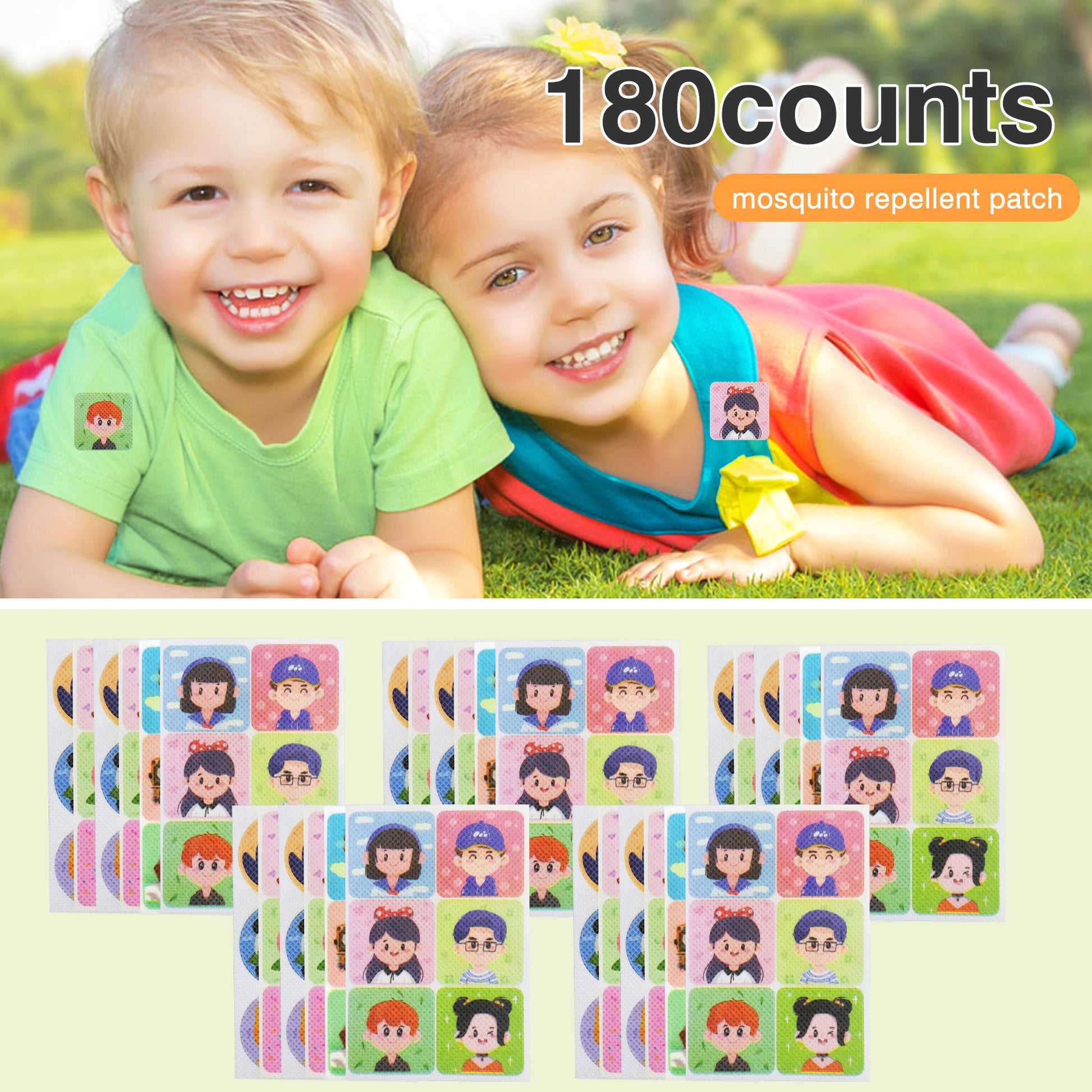 180 Counts Animal insect repellent sticker, cute animal design, sticks to clothes, backpacks, chairs, preserves effectiveness when sealed