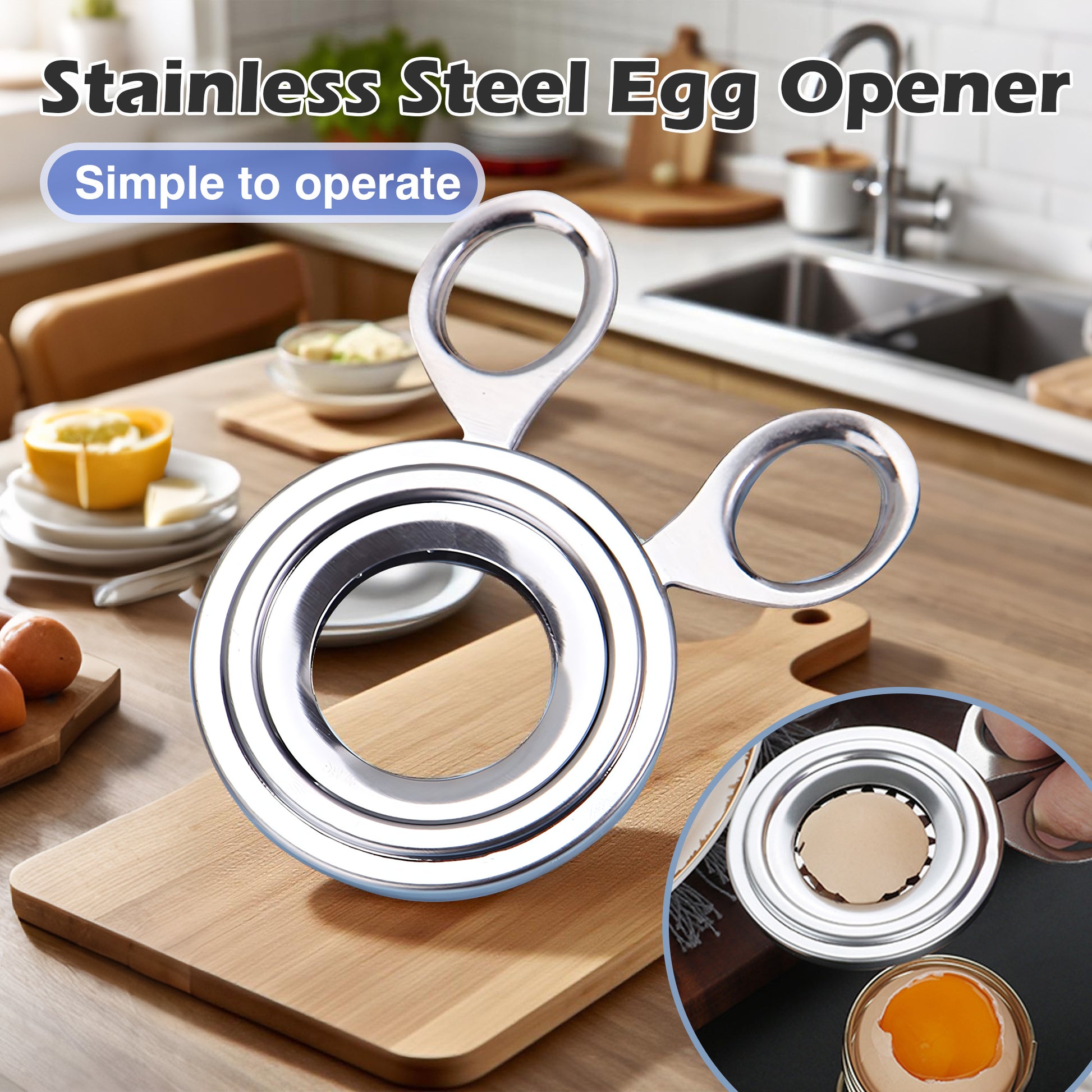 1 Count Stainless Steel Egg Cutter, Quick Open Manual Snipper for Stuffed Glutinous Rice Eggs & Scotch Eggs - Durable Stainless Steel Kitchen Gadget