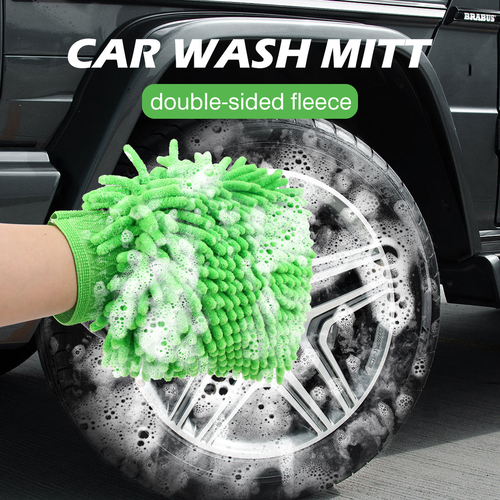 1 Count Premium Dual-Pile Microfiber Wash Mitt - Super Soft Scratch-Free Car Wash Glove with dual-sided design long pile for sudsing dense pile for dirt trapping, for Safe & Effortless Cleaning