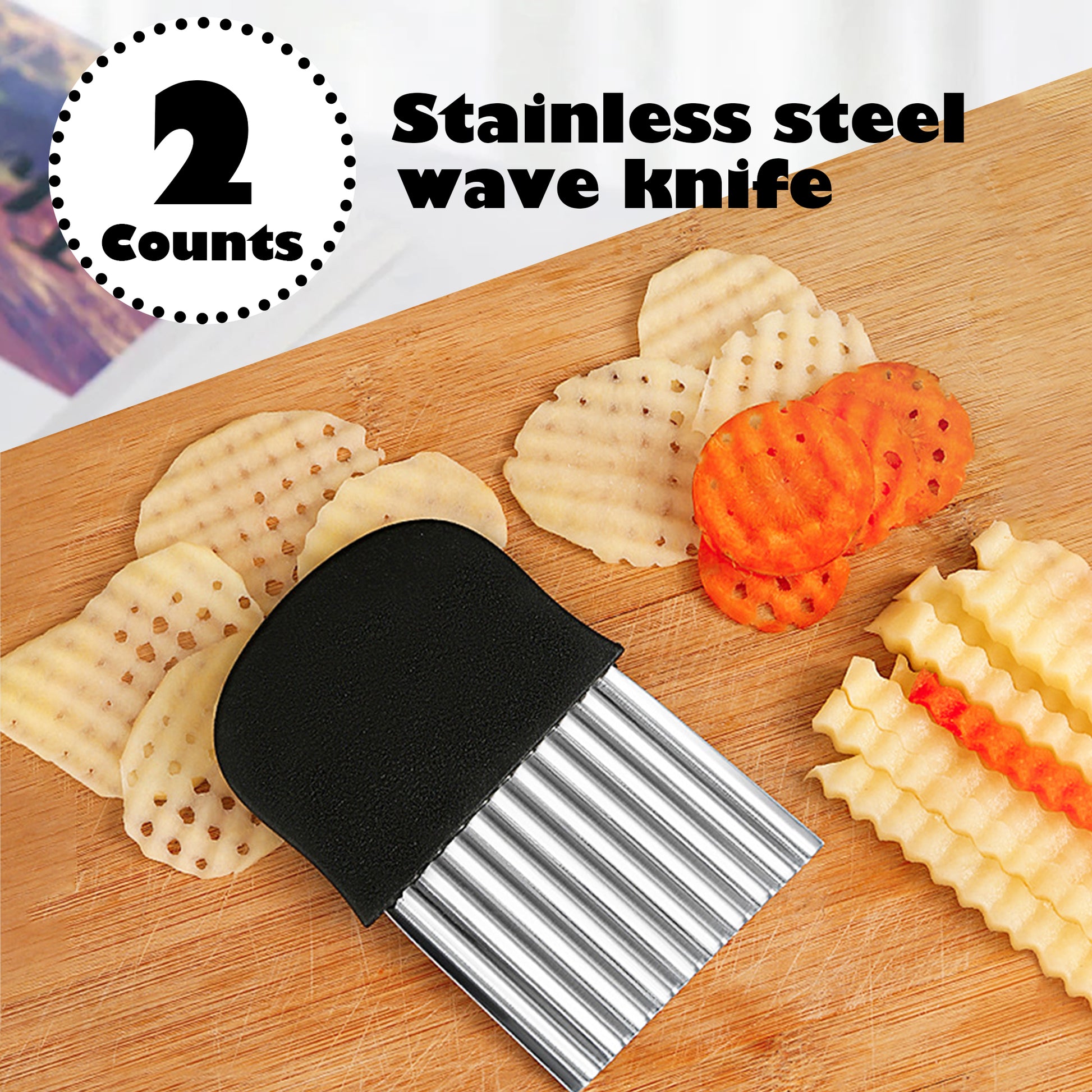 2 Counts Crinkle Cutter, Comfort-Grip Handle for Extended Food Prep Sessions，Effortless Operation for Perfect Wavy Slices
