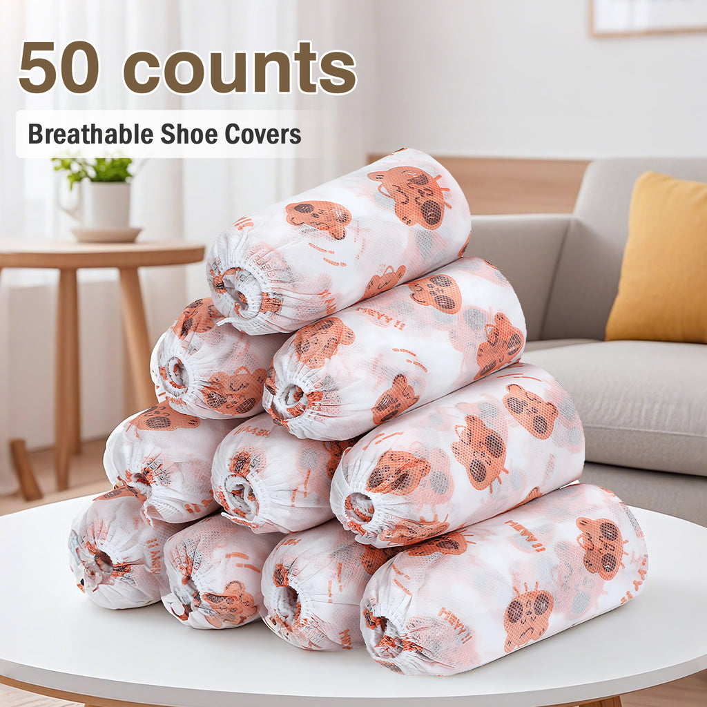 50 Counts Shoe Covers Disposable, Small Cute Durable Non Slip Boot Covers, Thick Material Withstands Daily Wear