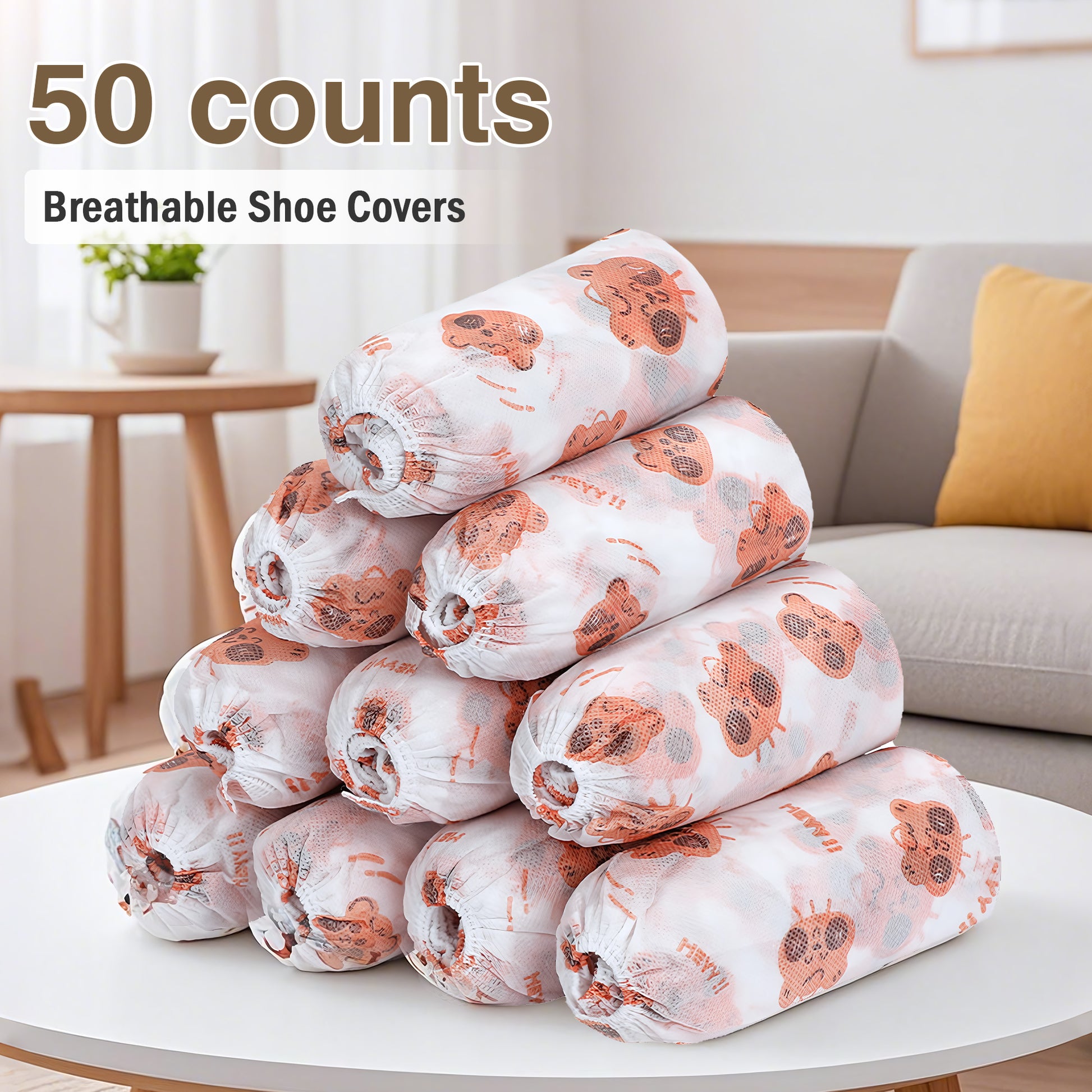 50 Counts Shoe Covers Disposable, Small Cute Durable Non Slip Boot Covers, Thick Material Withstands Daily Wear