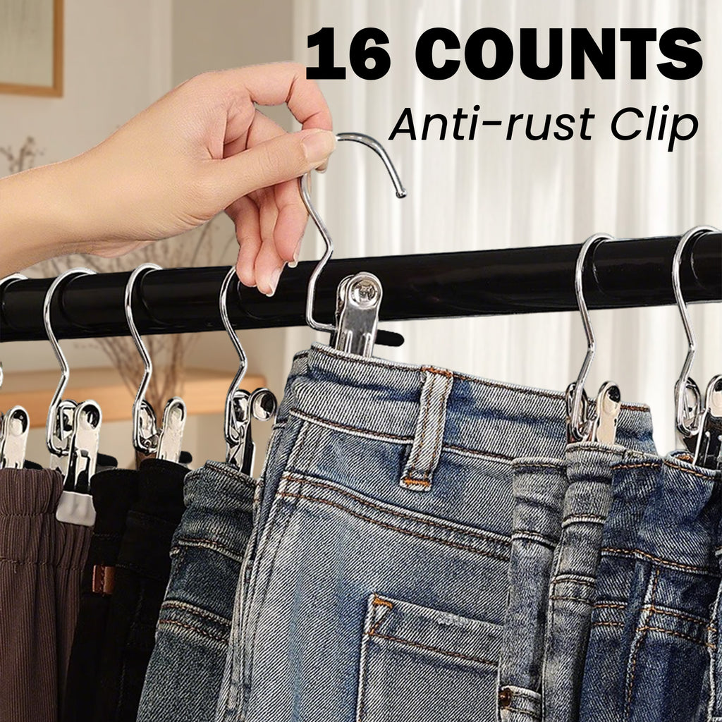 16 Counts Boot Hangers for Closet, Premium Anti-Rust Metal Hanging Hook Clips,Multi Function Clothes Hooks for Home, Travel, Pants, Socks, Handbags