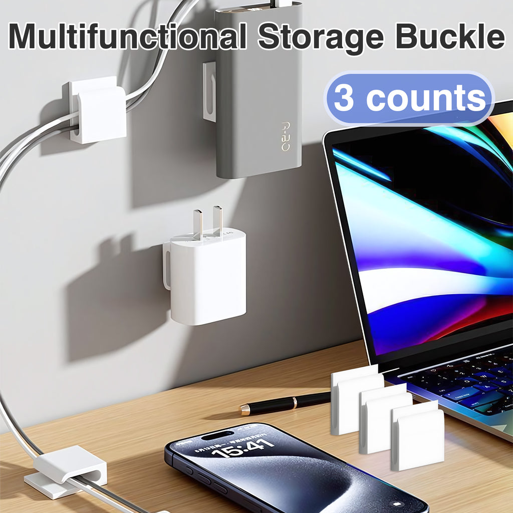 3 Counts Cable Clips Cord Organizer Holder for Desk, Universal Charger Cable Management Kit with Adhesive Hook,Prevents Tangled Wires on Smooth Surfaces