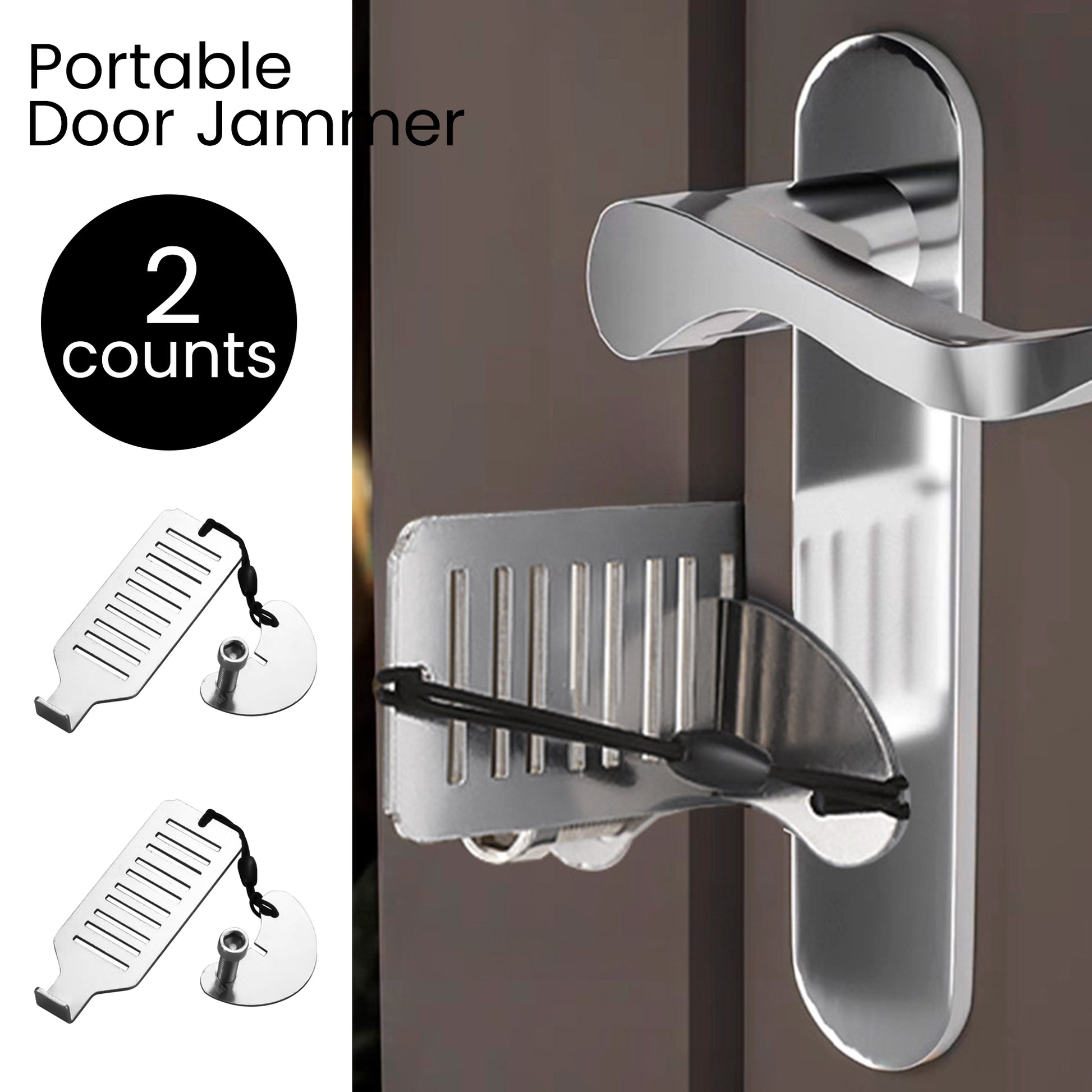 2 Counts Universal Quick-Install Portable Door Lock – Compact Childproof Design for Instant Door Protection Anywhere