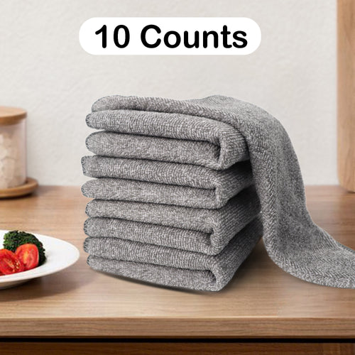 10 Counts Microfiber Cleaning Cloth, Resuable Bamboo Charcoal Microfiber Cleaning Cloths, Super Absorbent Multipurpose Dishcloths for Kitchen House Car, Ddust Removal Cleaning Rag