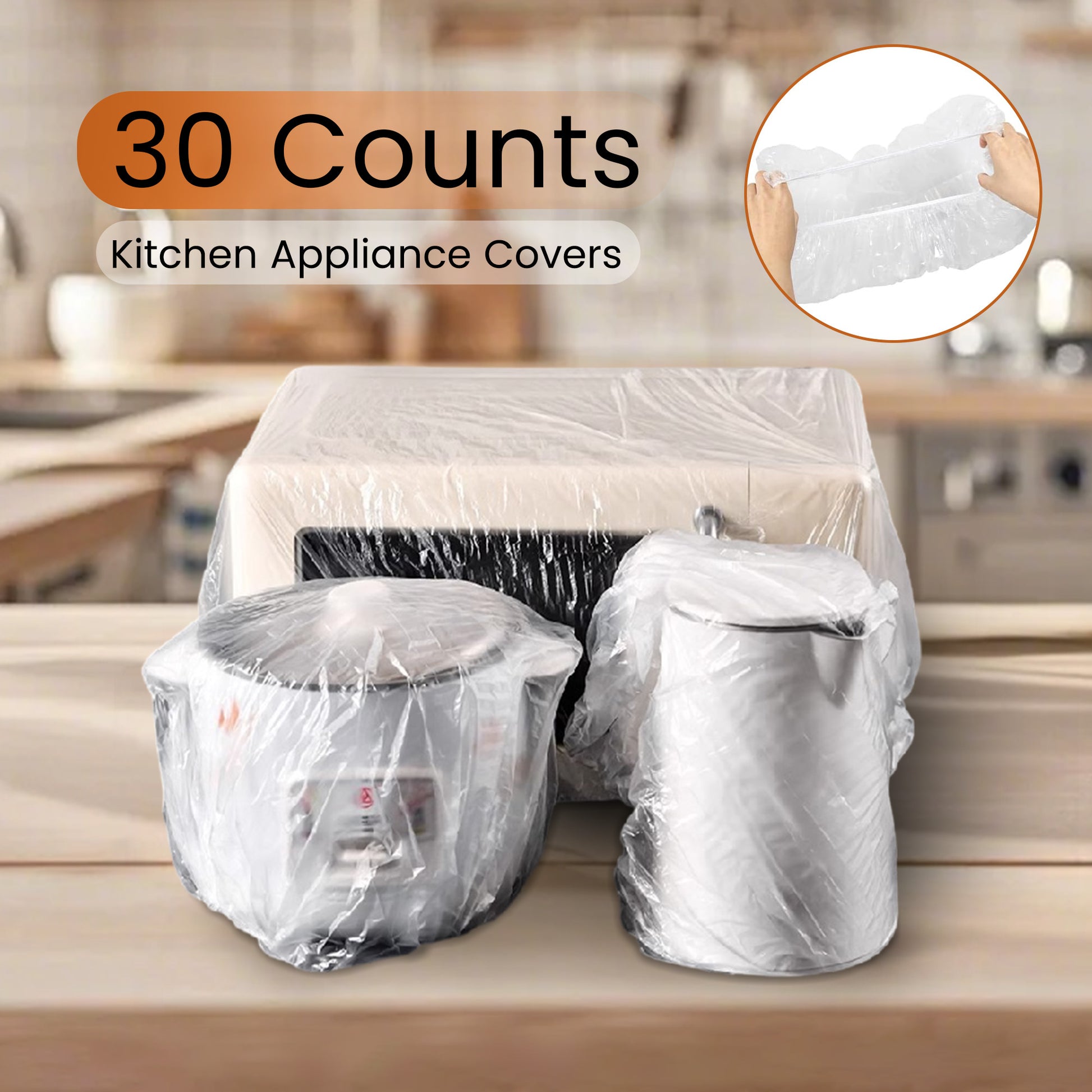 30 Counts Clear Small Appliance Covers, prevents dust from entering appliances during travel