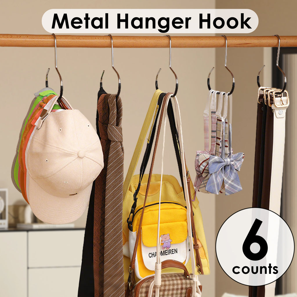 6 Counts Hat Organizer , Stainless Steel Construction,No Installation Required , Space-Saving Design，black