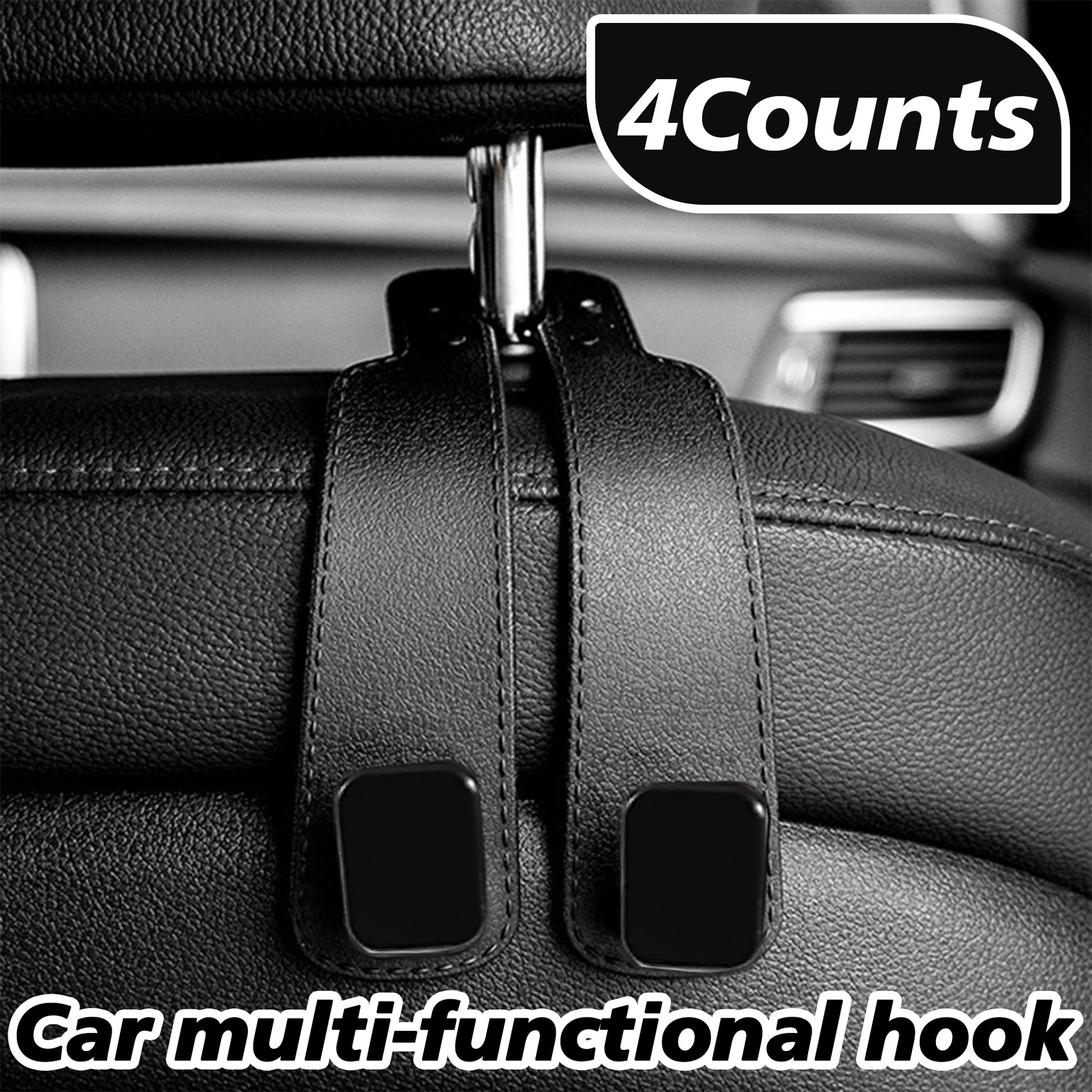 4 Counts Car Seat Headrest Hook, Upgrade Car Seat Back Double Hooks for Clothes Umbrellas Water Bottles, Fits Most Cars SUVs Trucks