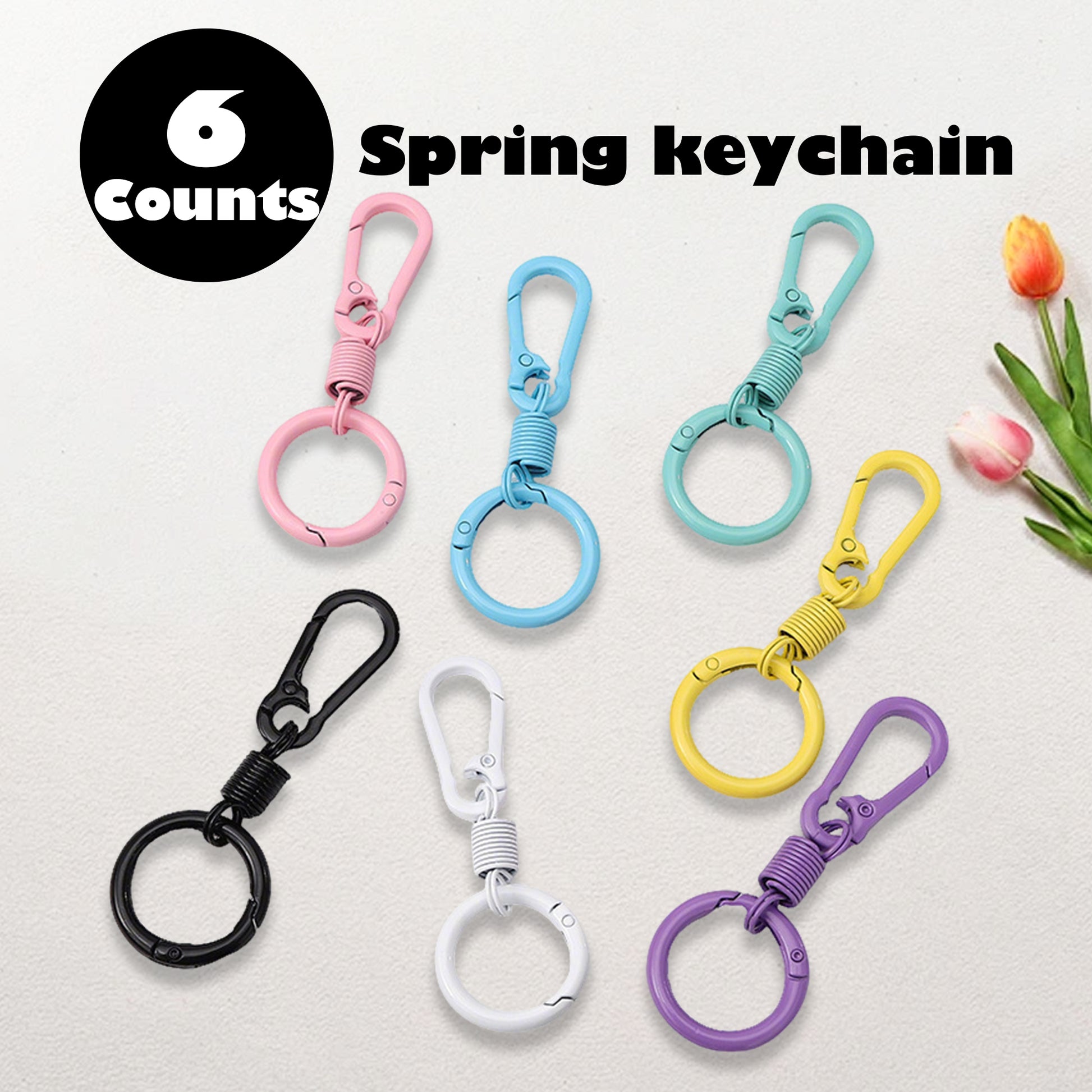 6 Counts Keychain Clips with O Rings ,Compact Lightweight Build,Secure Carabiner Design , Key & Accessory Organizer, Random Color
