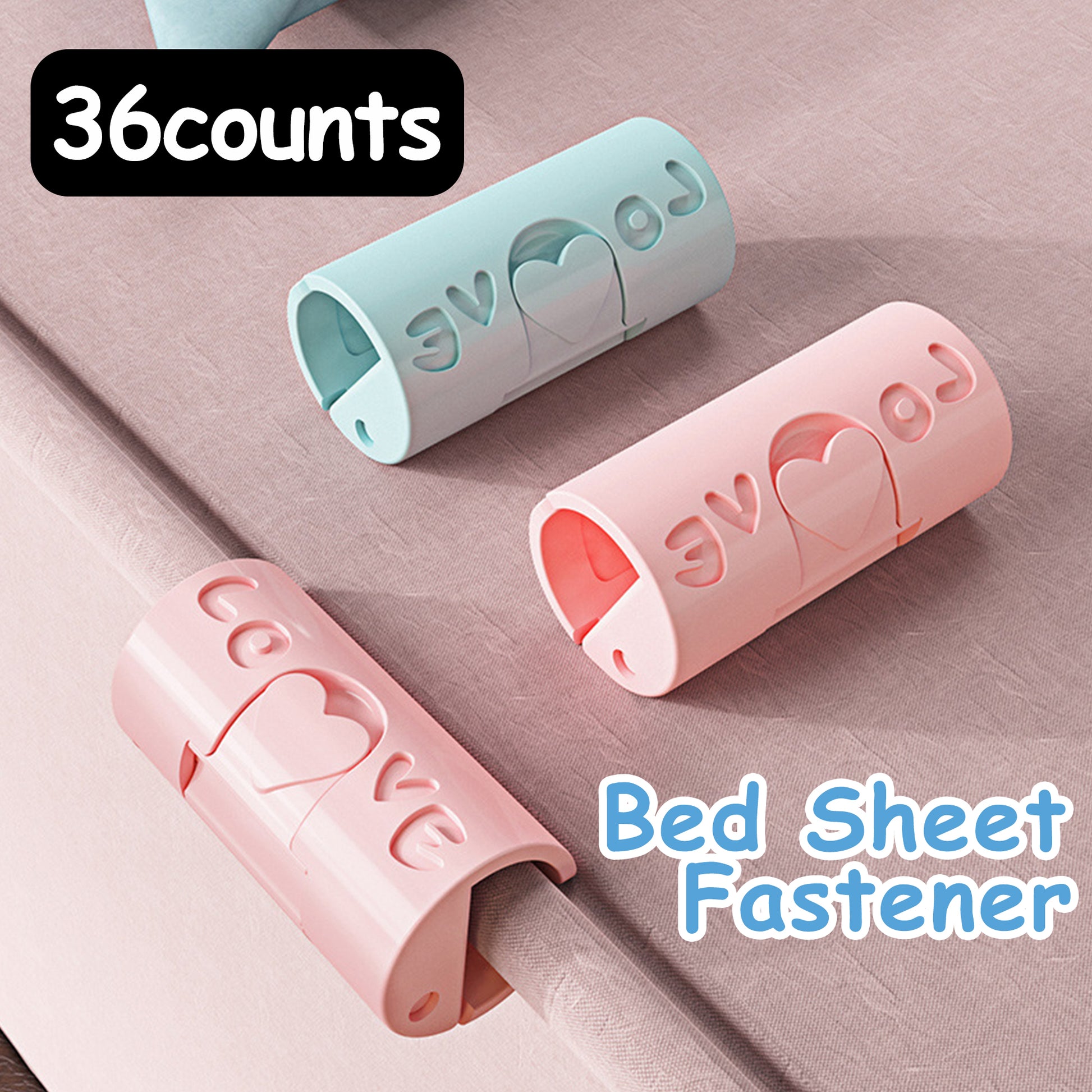 36 Counts Bed Sheet Grippers, Secure Hold Prevents Slip and Fall Out，Needle-Free Design for Safe Sheet Security