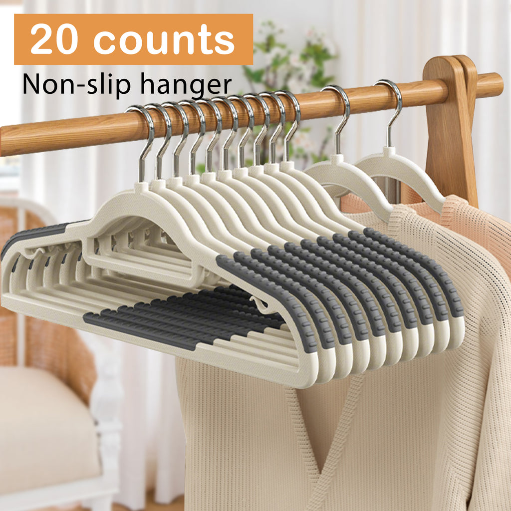 20 Counts Quality Plastic Hangers, anti-slip strips for shirts, pants & accessories