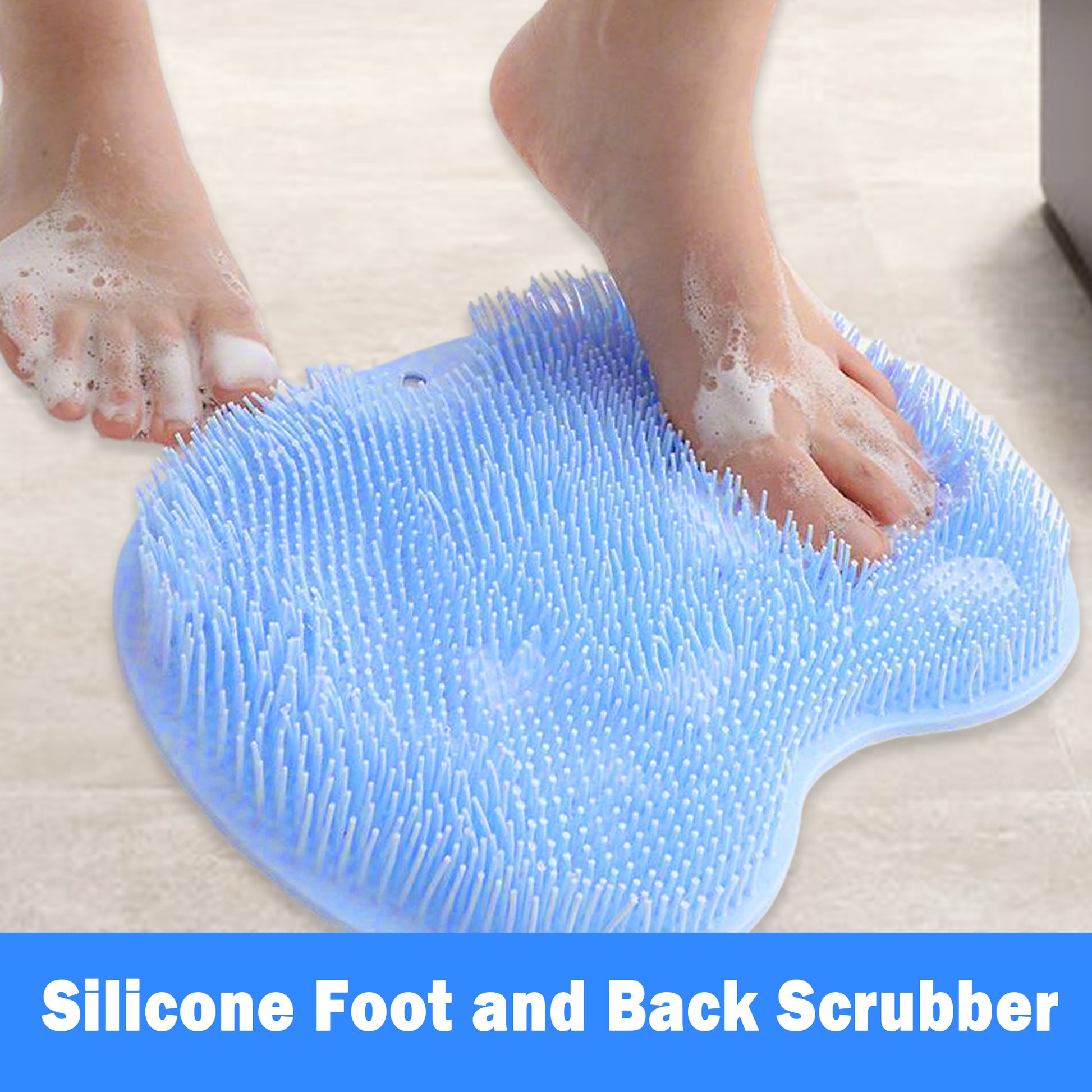 1 count Shower Foot Scrubber Mat, Exfoliating Surface, Dual Massage Function, Foot & Back Relaxation , Wall Mount Design, Bathroom Essential