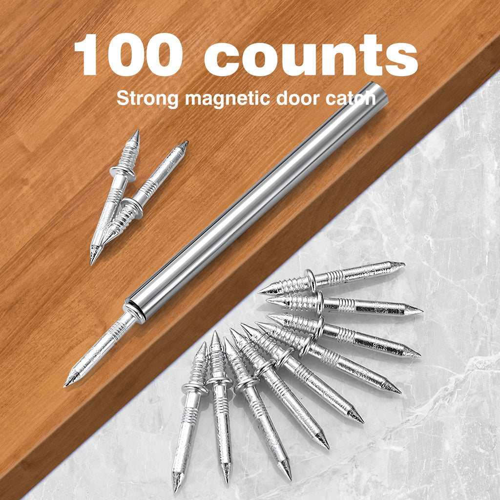 100 Counts Double-Headed Skirting Thread Seamless Nail Non Marking, silver tone matches most baseboards