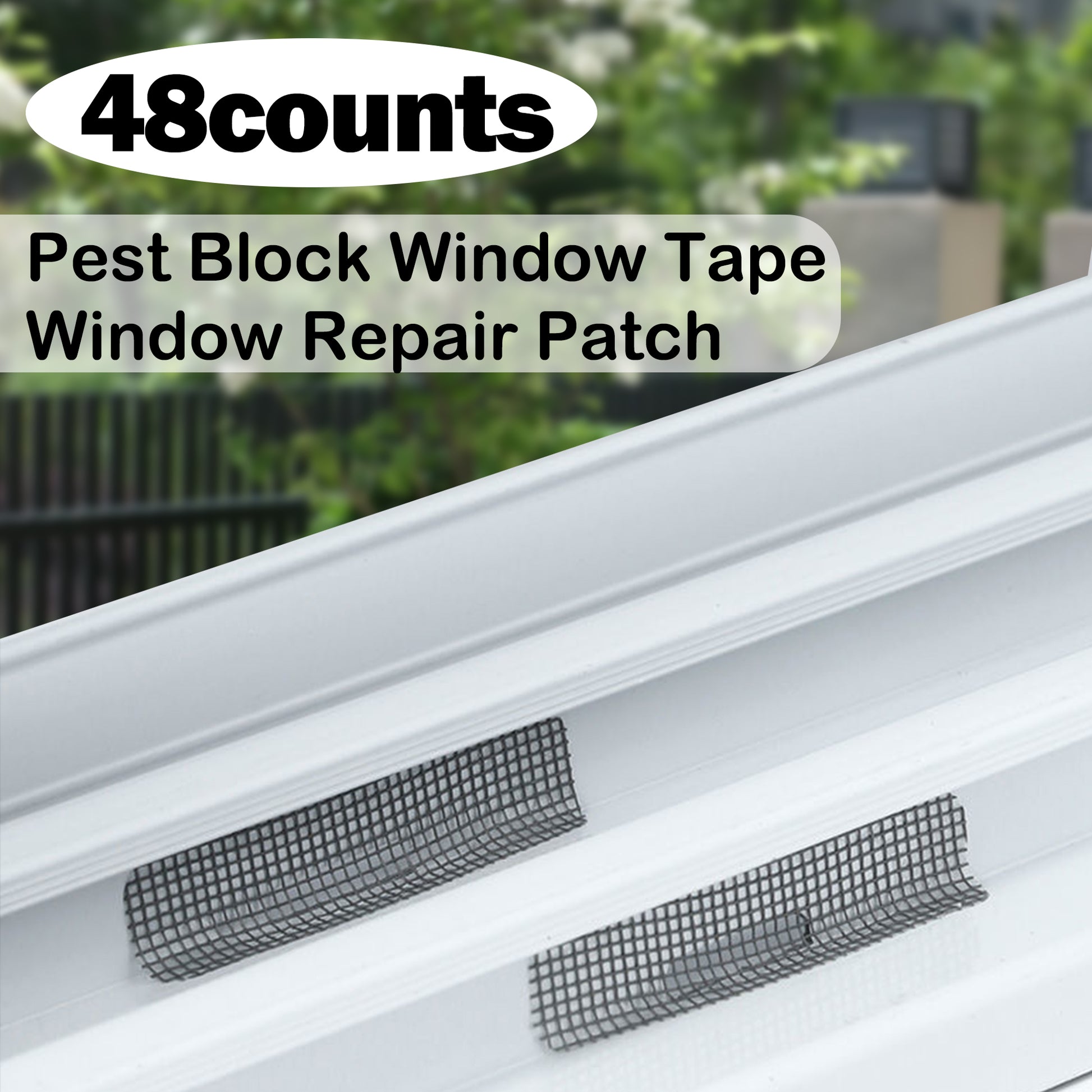 48 Counts Window Weep Hole Screen Patch, Self-Adhesive Design, No Extra Tools and Saves Time，Gray