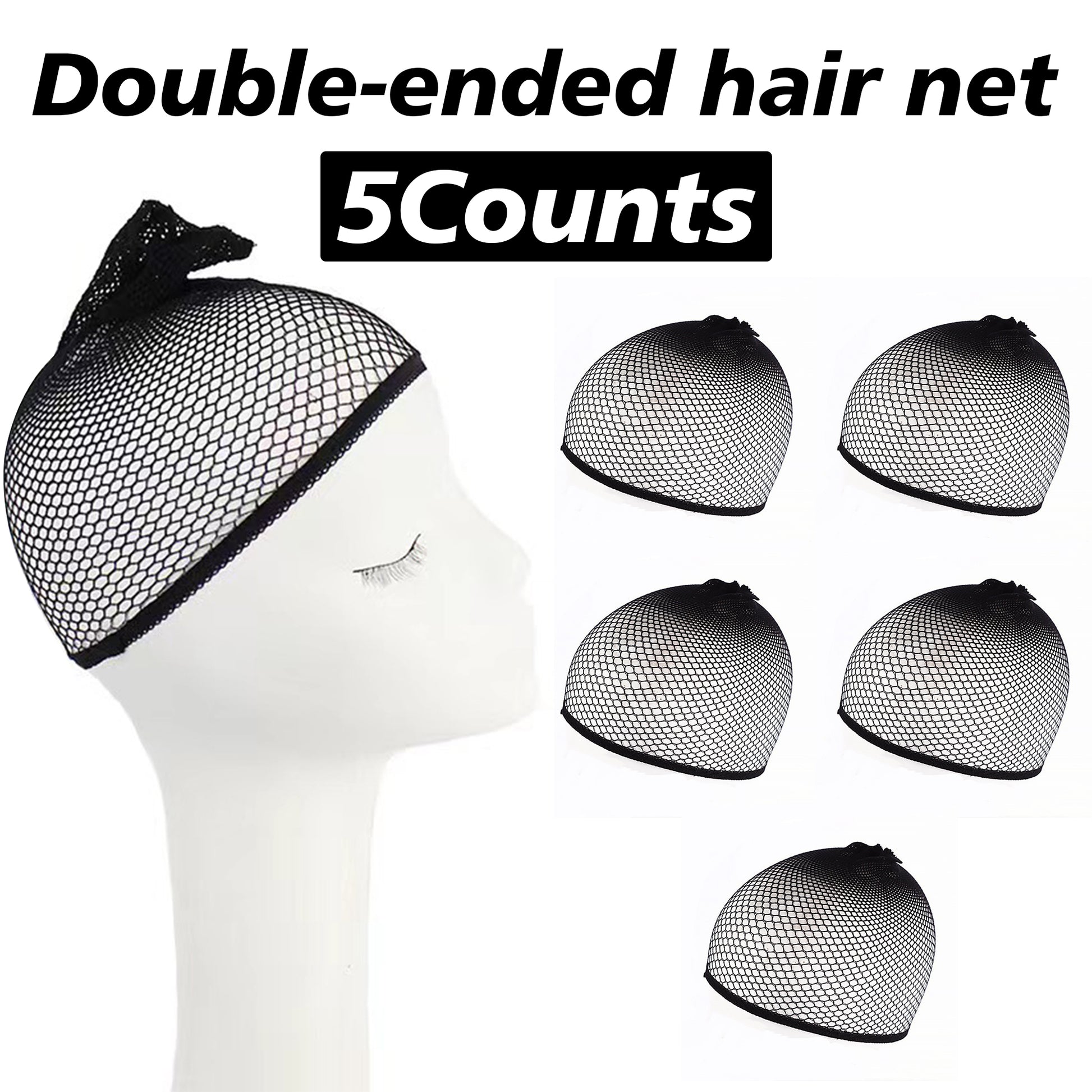 5 Counts Universal Hairnets & Styling Tools: Breathable Mesh Caps for Men & Women