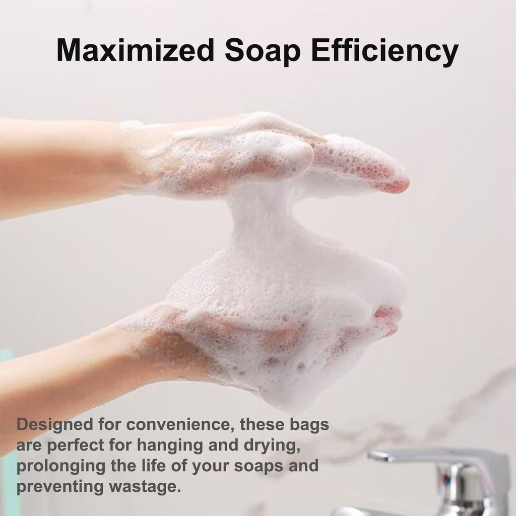 10 Counts Exfoliating Bar Soap Pouch, Double Layer Thicken Foam Net, Bubble Mesh Bags, Soap Saver Sack, Drawstring Holder Bags for Bath & Shower, Random Color