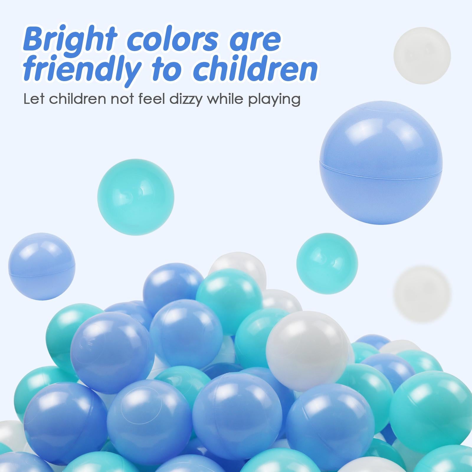 100 Counts Soft Plastic Ball Pit Balls Blue Light Blue White with Durable Storage Perfect for Baby Pool Kiddie Pool Water Toys Party Decoration Birthday Christmas