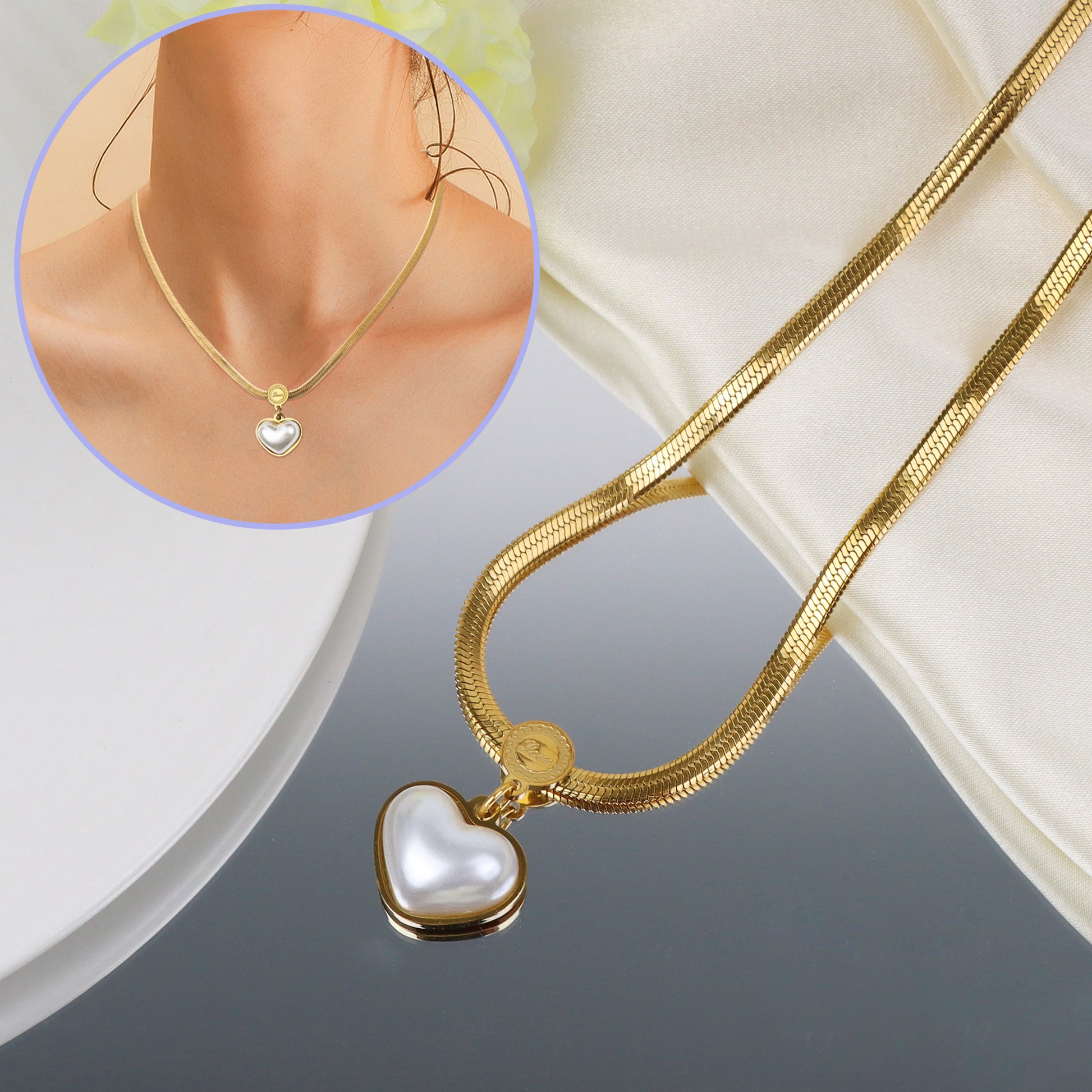 1 Count Gold-Plated Stainless Steel Heart Pendant Necklace, enhances the elegance of casual looks for day-out occasions.