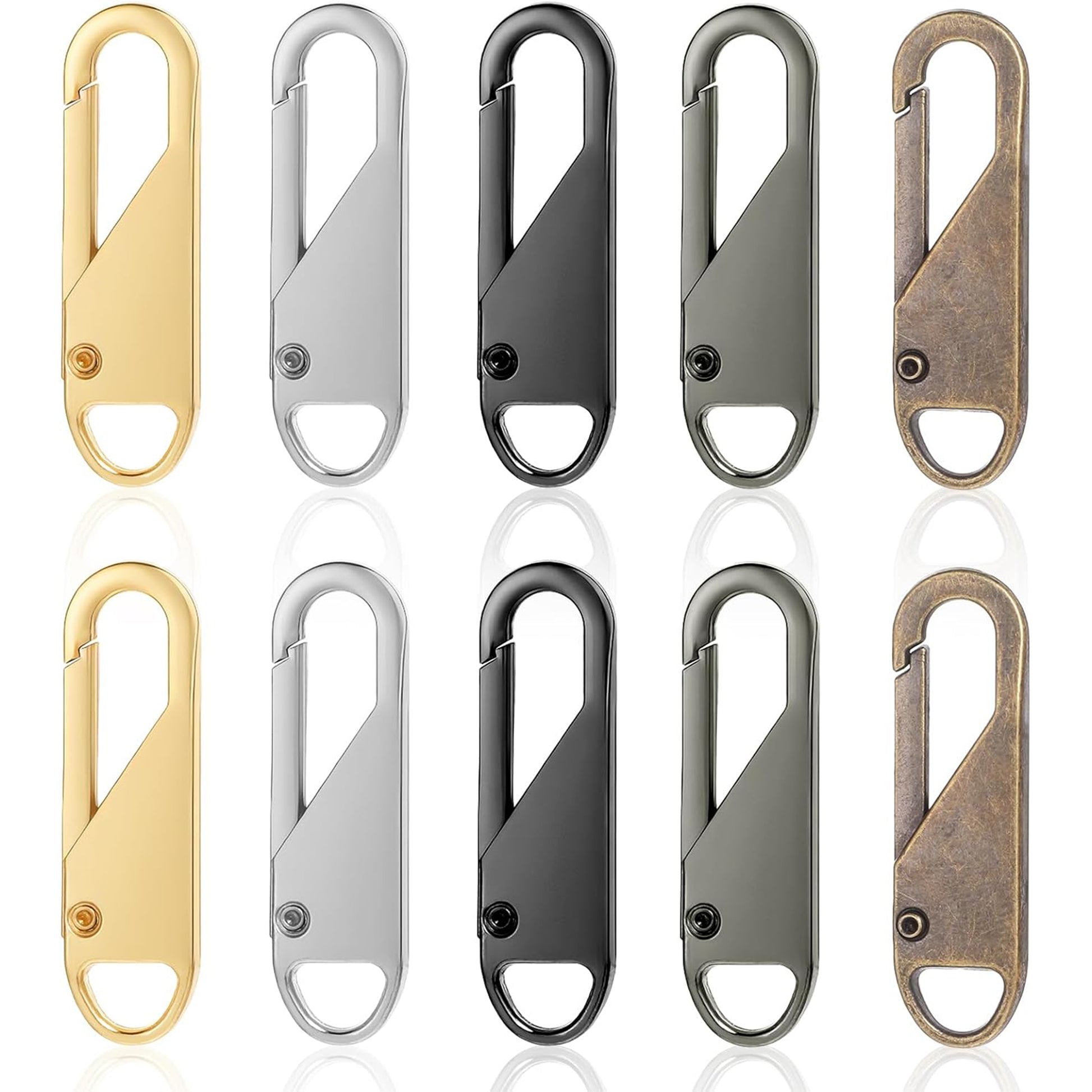 20 Counts Zipper, Pull Replacement Metal Zipper Handle Mend Fixer Tab Pull Oval Tabs Detachable Zippers Head Pullers Backpacks, Jackets, Purses, Handbags