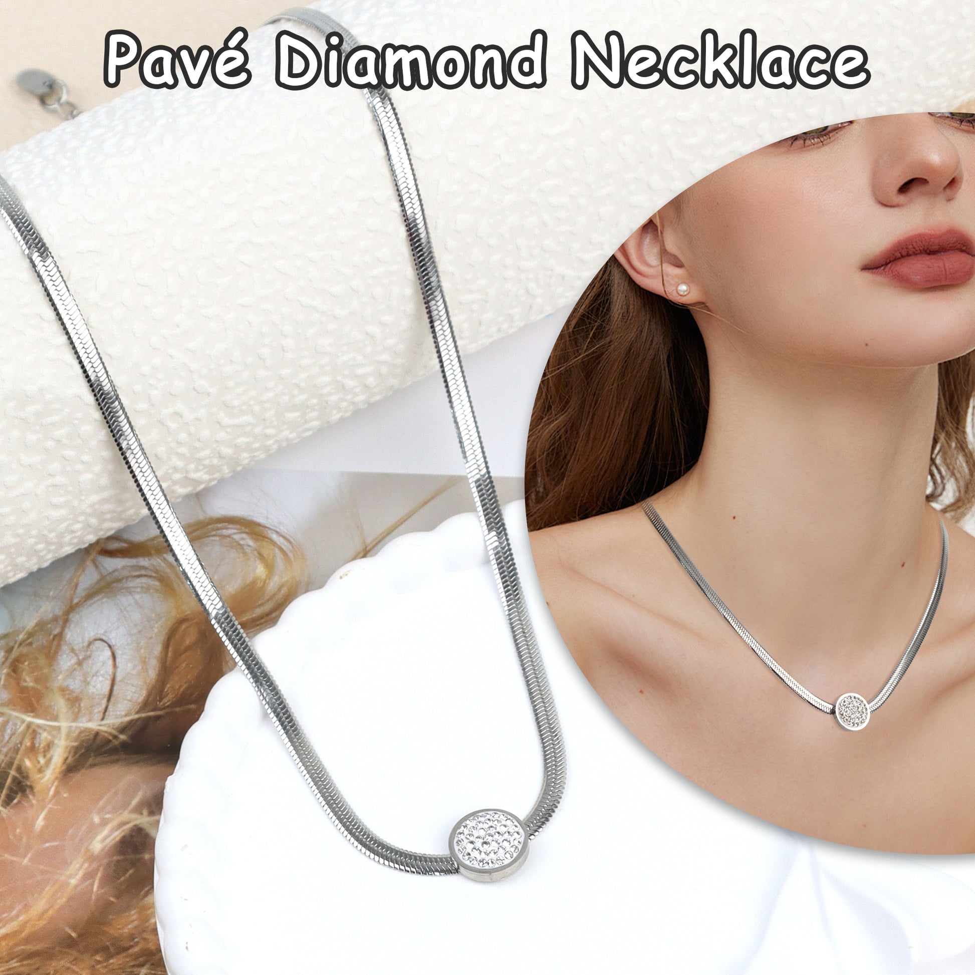 1 Count Silver Cord Necklace with Sparkling Circular Pendant, suitable for layering or wearing alone, transitioning seamlessly from day to night for dates, parties or everyday looks