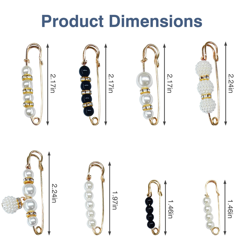 16 Counts Pearl Brooch ,Secure Pin Closure,Waist Tightening Function, Elegant Pearl Embellishment ,Clothing Decoration & Adjustment,Random Style