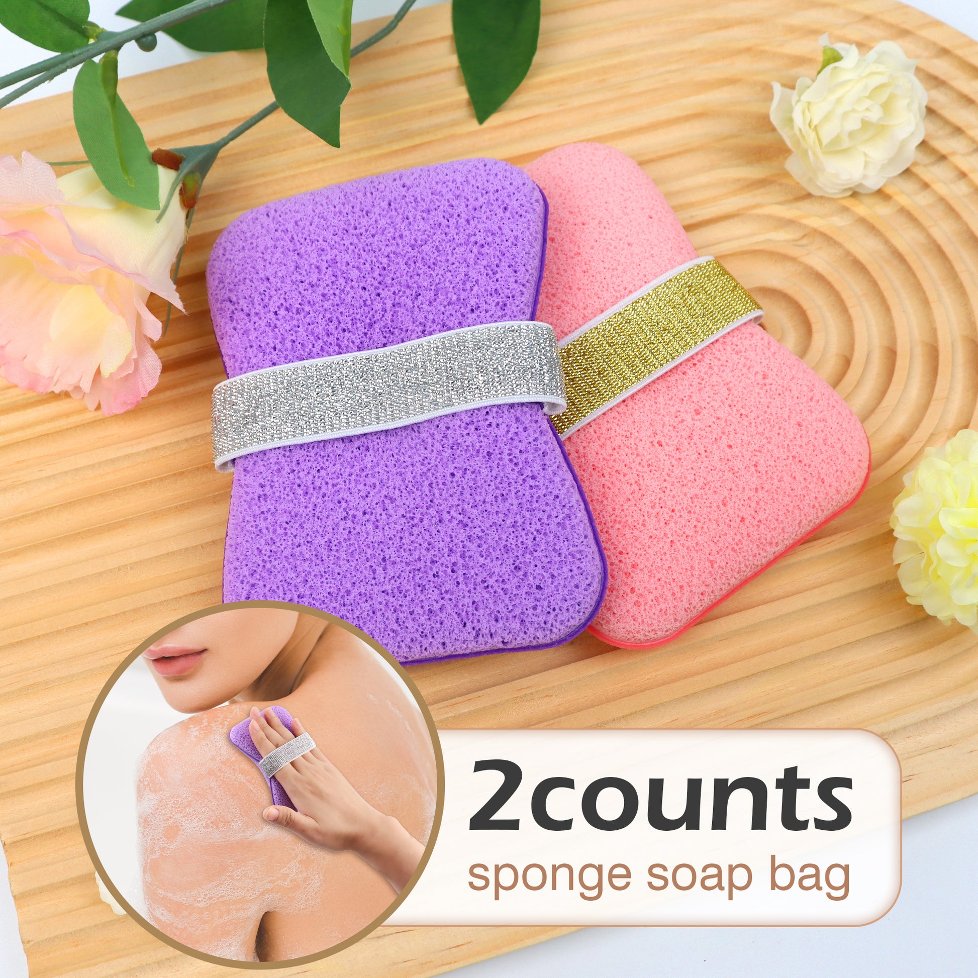 2 Counts Sponge Soap Saver Pouch - Exfoliating Loofah Bath Bag for Rich Lather, Soap Saver for Lasting Lather and Easy Storage