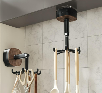 6-Claw Kitchen Utensil Hanger Hook 360° rotatable and foldable, this drill-free suction cup hook is also suitable for bathrooms, bedrooms, and offices.