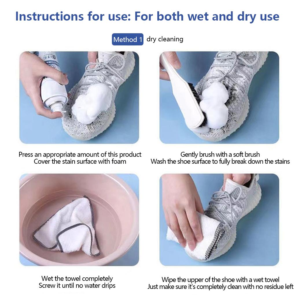 Shoe Cleaner, 6.76 oz Sneaker Cleaner Foam for Removing Stains and Dirt, Shoe Cleaning Solution for White Shoes, Ideal for Footwear, Safe for Leather, Suede, Nubuck, Cotton, Knits