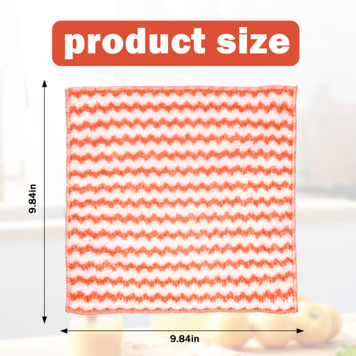 10 Counts Microfiber Cleaning Cloth, Kitchen Towels Absorbent Streak Free Cleaning Towels for Dish Drying Washing, 9.84" x 9.84" Striped Washable and Reusable Towels Random Color
