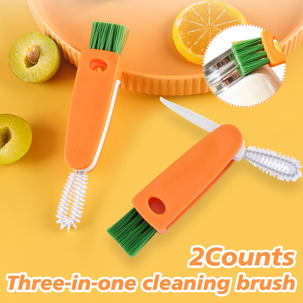 2 Counts Tiny Bottle Cleaning Tools, Compact Carrot Brush Set – Cleans Hard-to-Reach Spots Easily