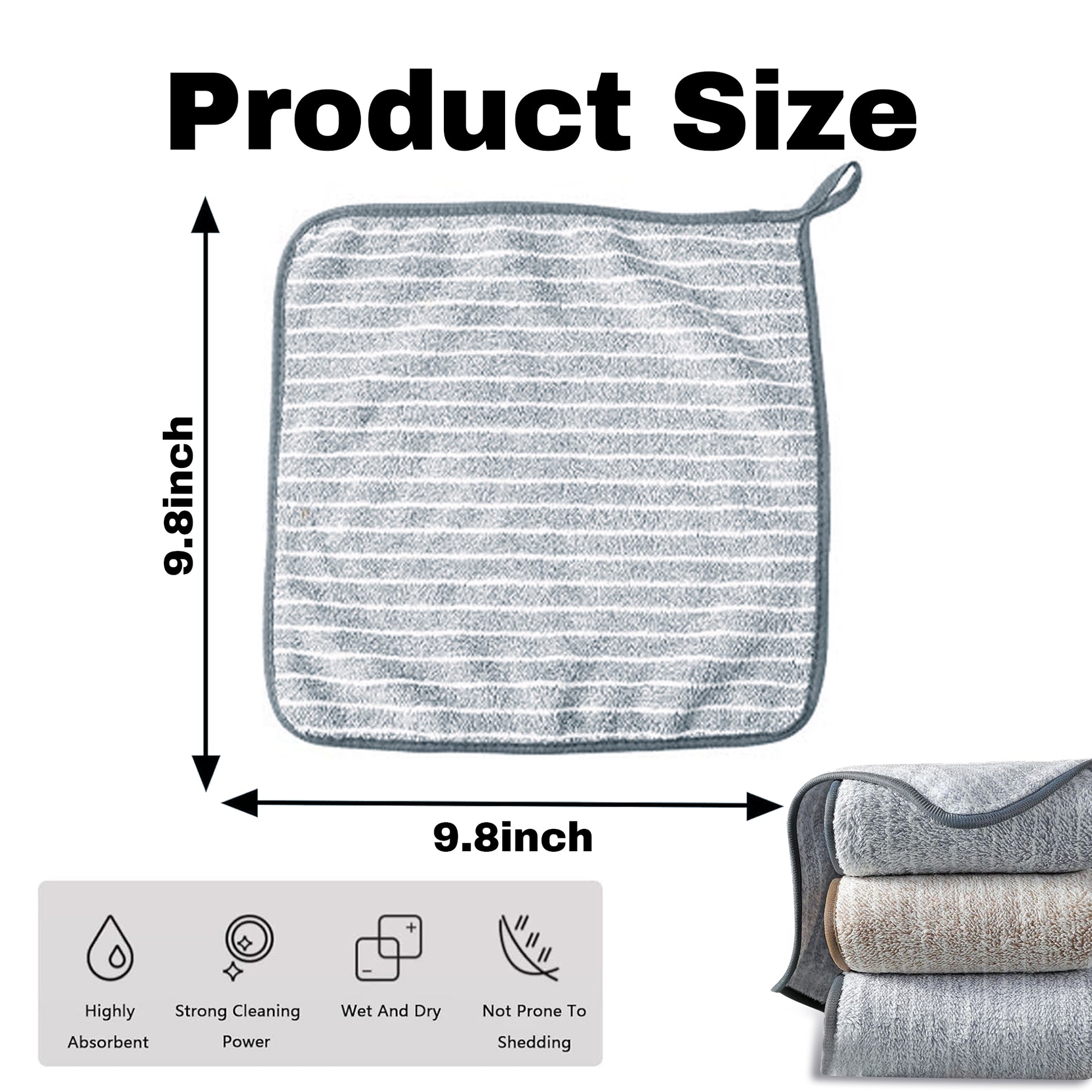 10 Counts Kitchen Dishcloths, Oil-Resistant & Heat Insulation Cleaning Cloths with Striped