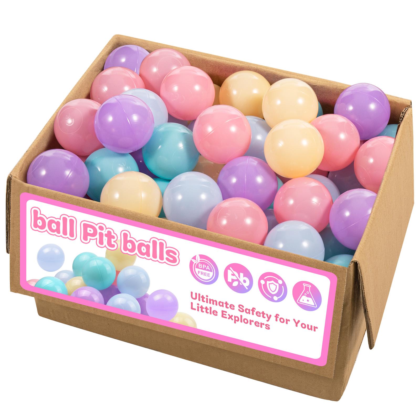 100 Counts 5 Colors Plastic Ball Pit Balls Boy Style Play Balls for Toddlers with Durable Storage Mesh Bag