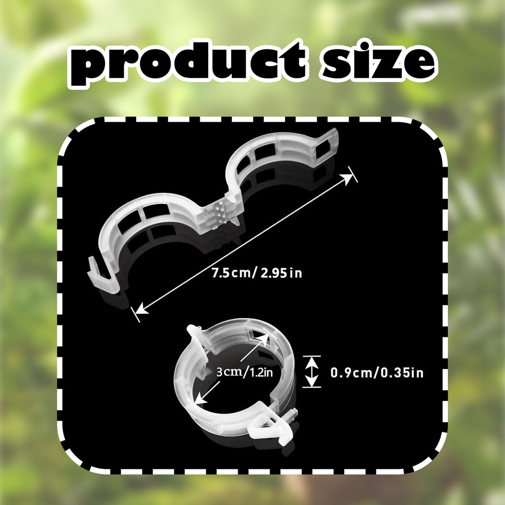 100 Counts Plant Support Clips, White Adjustable Trellis Clips for Vegetable Plants, Plastic Plant Supporters for Secure Support, White